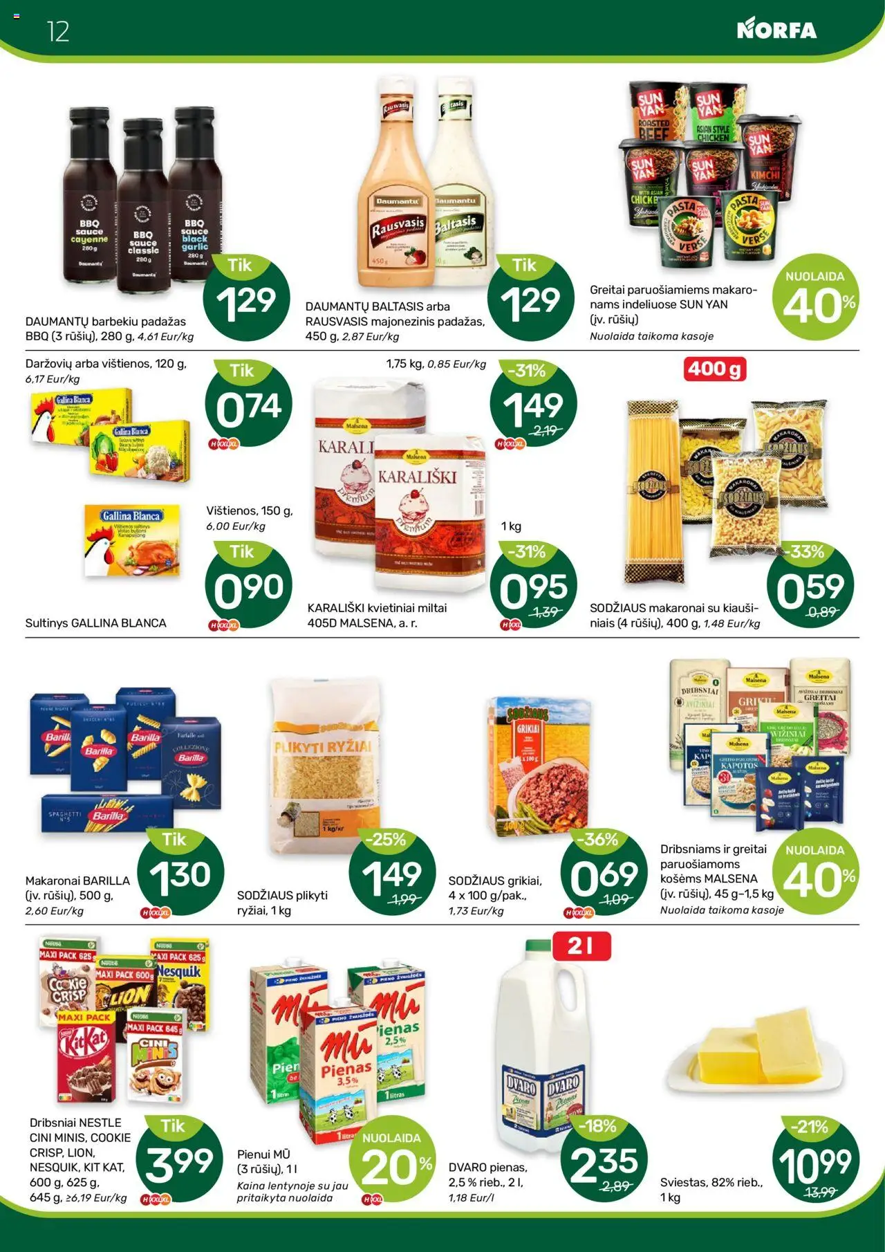 NORFA - Leidinys│galioja nuo 24.07.2025 | Puslapis: 12 | Prekių: Pienas, Ryžiai, Padažas, Makaronai