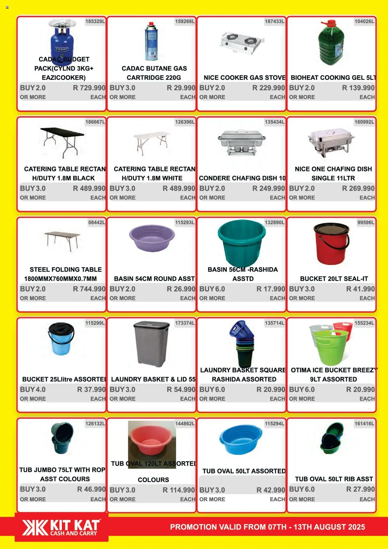 KIT KAT Cash & Carry Weekly Traders Special │ valid from 07.08.2025 | Page: 30 | Products: Stove, Table, Gas stove, Basin