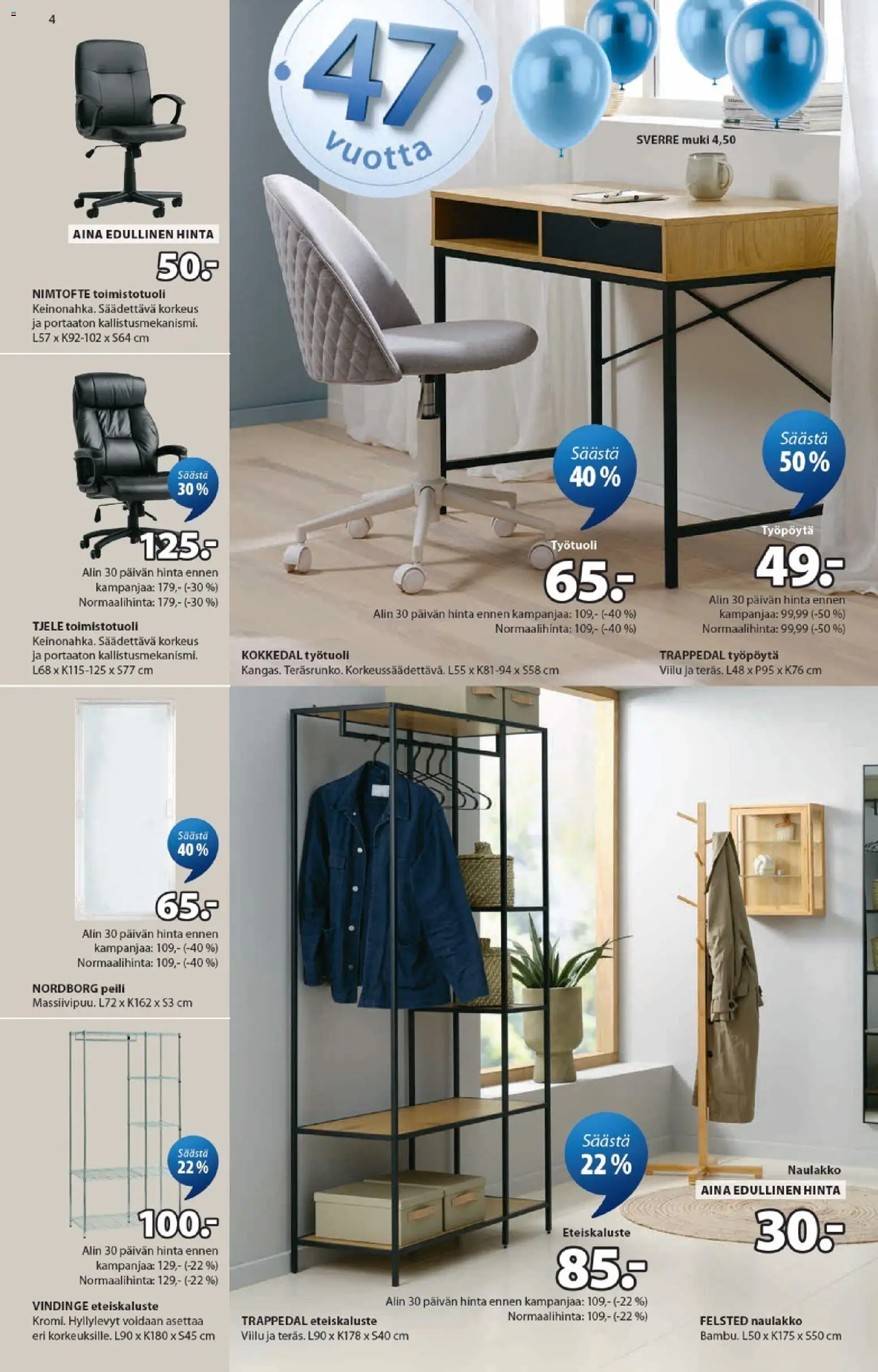 JYSK - Tarjoukset – voimassa 19.03.2026 alkaen | Sivu: 4 | Tuotteet: Muki, Työpöytä, Peili, Toimistotuoli