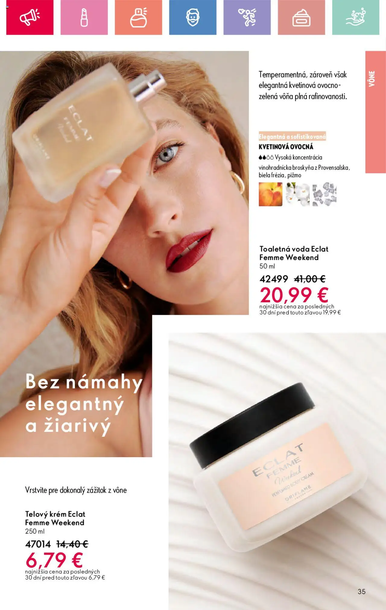 Katalóg Oriflame 12 2025 │ platný od 17.08.2025 | Strana: 35 | Produkty: Toaletná voda, Telový krém, Krém, Voda