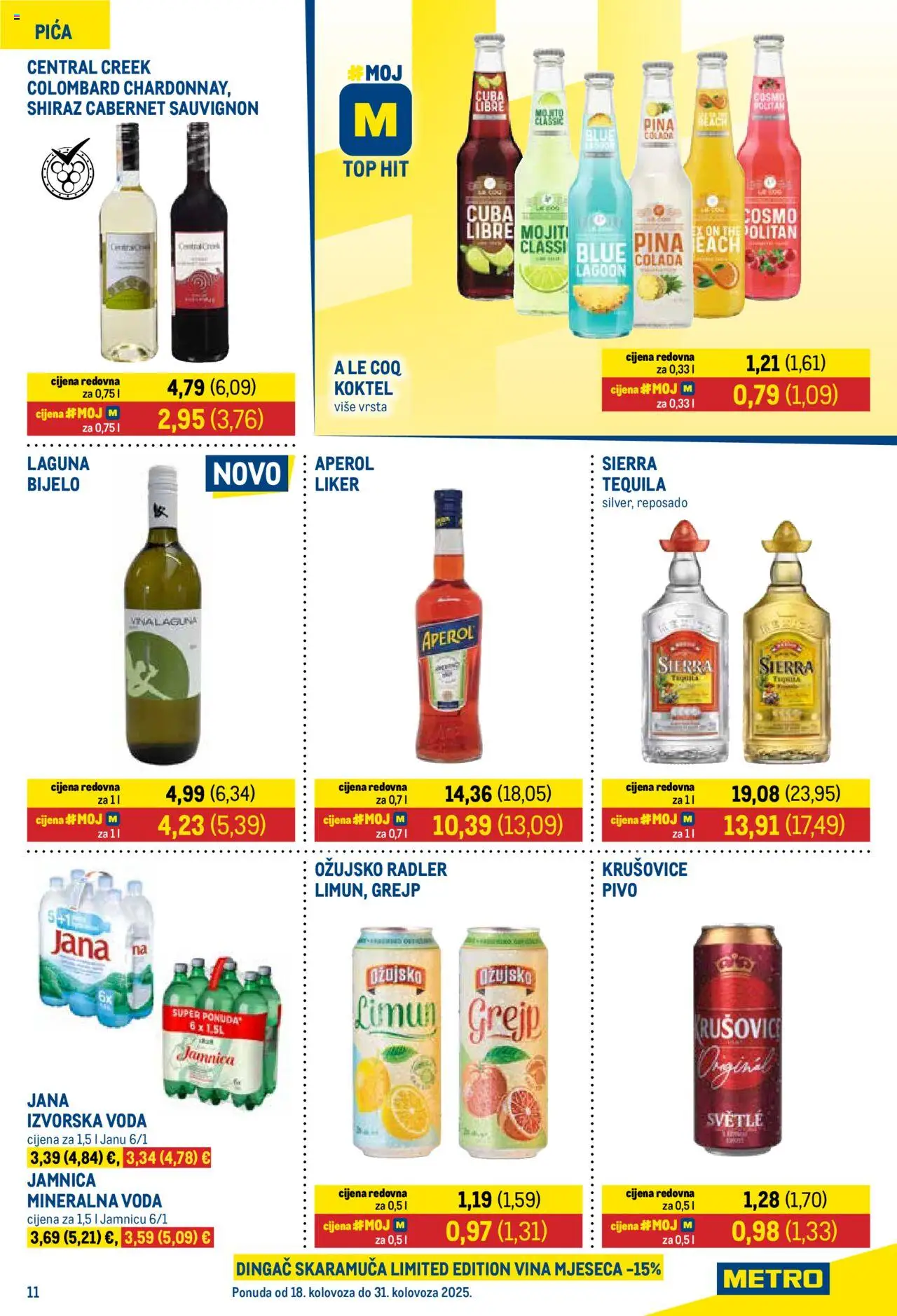 Metro katalog | vrijedi od 18.08.2025 | Stranica: 11 | Proizvodi: Pivo, Ožujsko, Jamnica, Liker