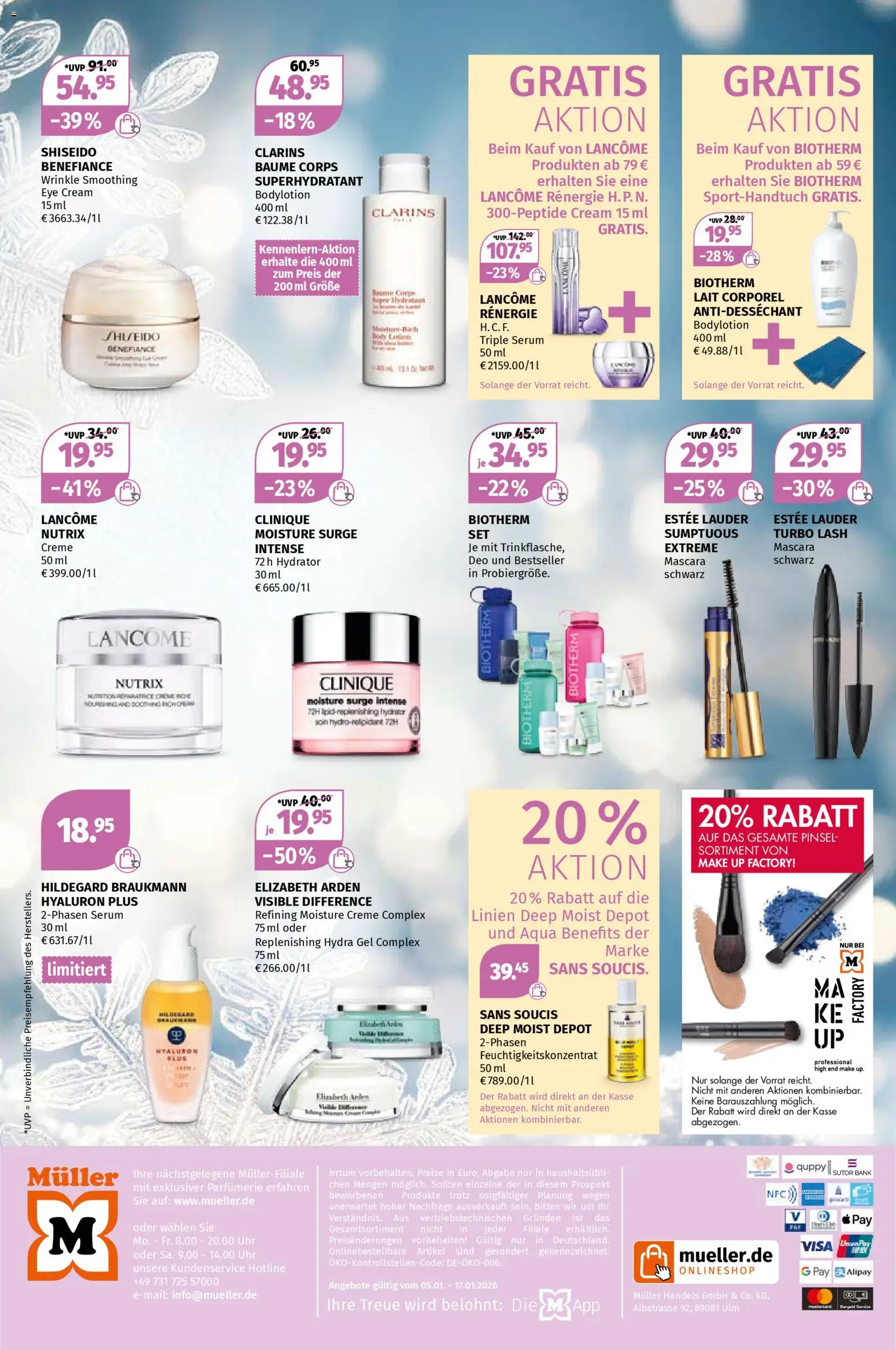 Müller Edle Düfte für den Winter! – gültig ab 05.01.2026 | Seite: 4 | Produkte: Pinsel, Body Lotion, Mascara, Uhr