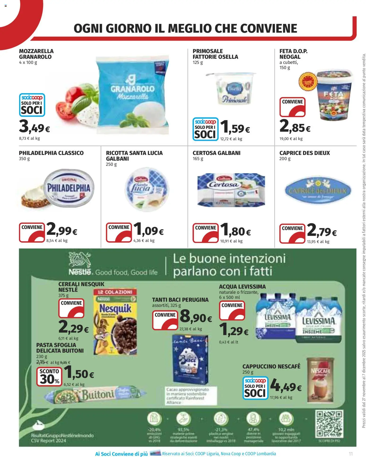 Volantino COOP del 27.11.2025 | Pagina: 11 | Prodotti: Cereali, Pasta, Ricotta, Feta