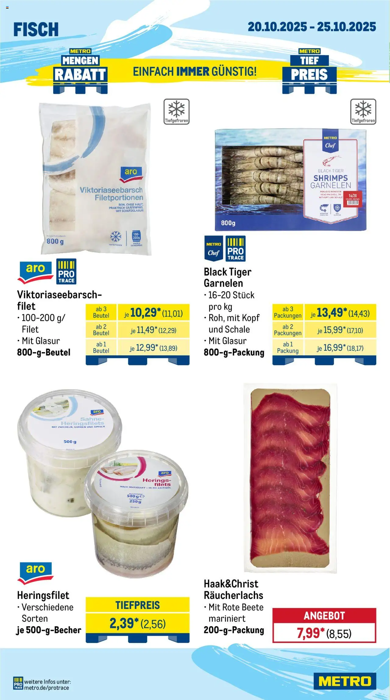 Metro  Wochen-Angebote Gastro – gültig ab 20.10.2025 | Seite: 6 | Produkte: Garnelen, Fisch, Räucherlachs, Rote Beete