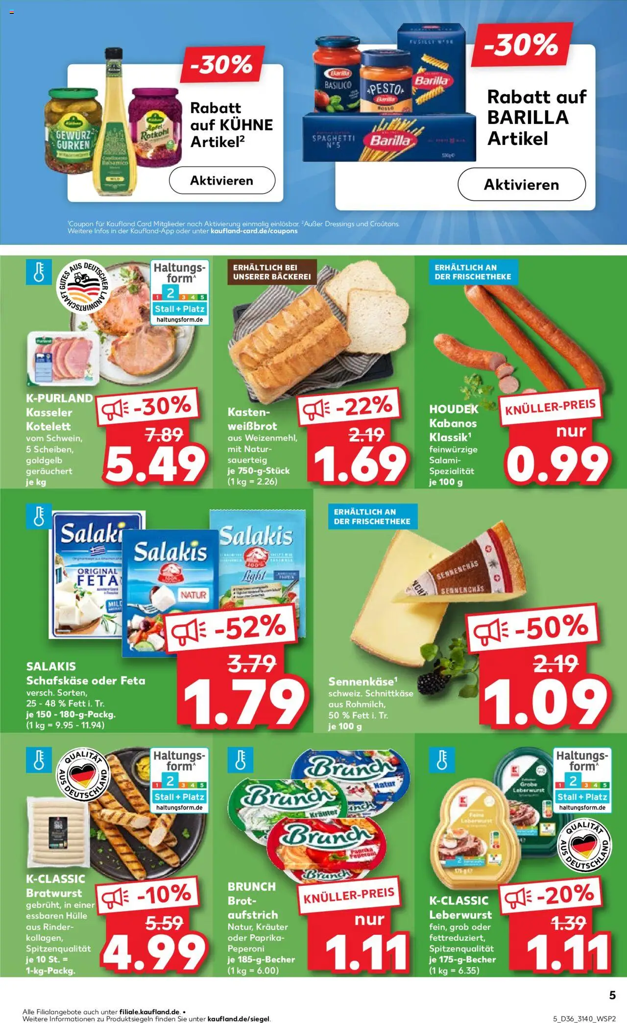 Kaufland prospekt Leipzig	 – gültig ab 07.09.2025 | Seite: 5 | Produkte: Bäckerei, Salakis, Pasta, Schafskase