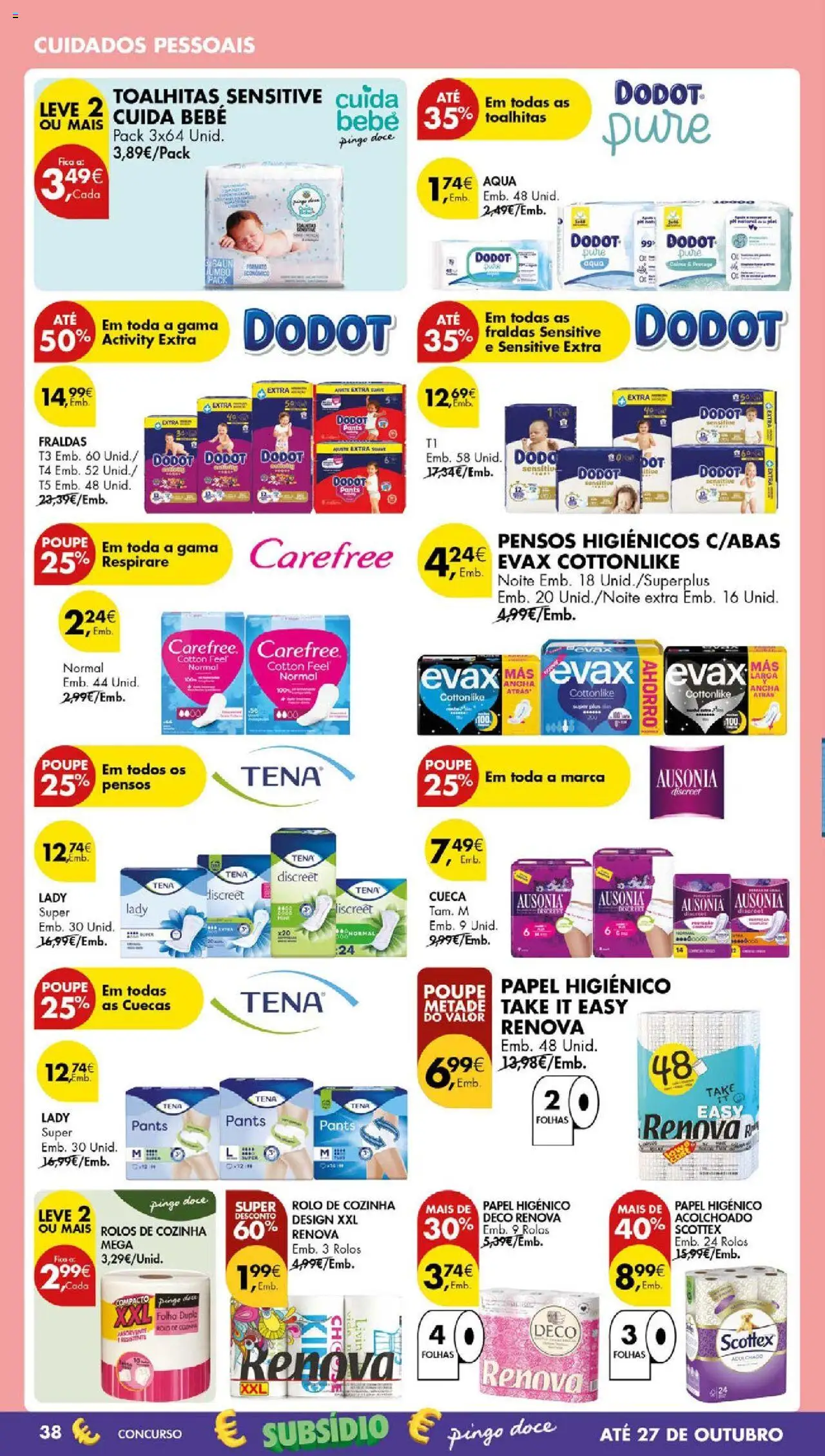 Pingo Doce folheto │ válido de 14.10.2025 | Página: 42 | Produtos: Papel higiénico, Pensos higiénicos, Fraldas, Cuecas