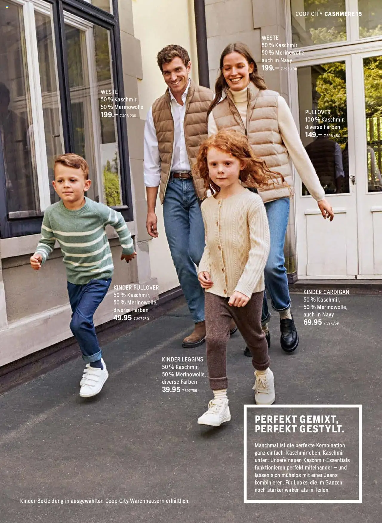 Coop City Aktionen Cashmere Kollektion – gültig ab 01.10.2025 | Seite: 15 | Produkte: Cardigan, Pullover, Weste, Jeans