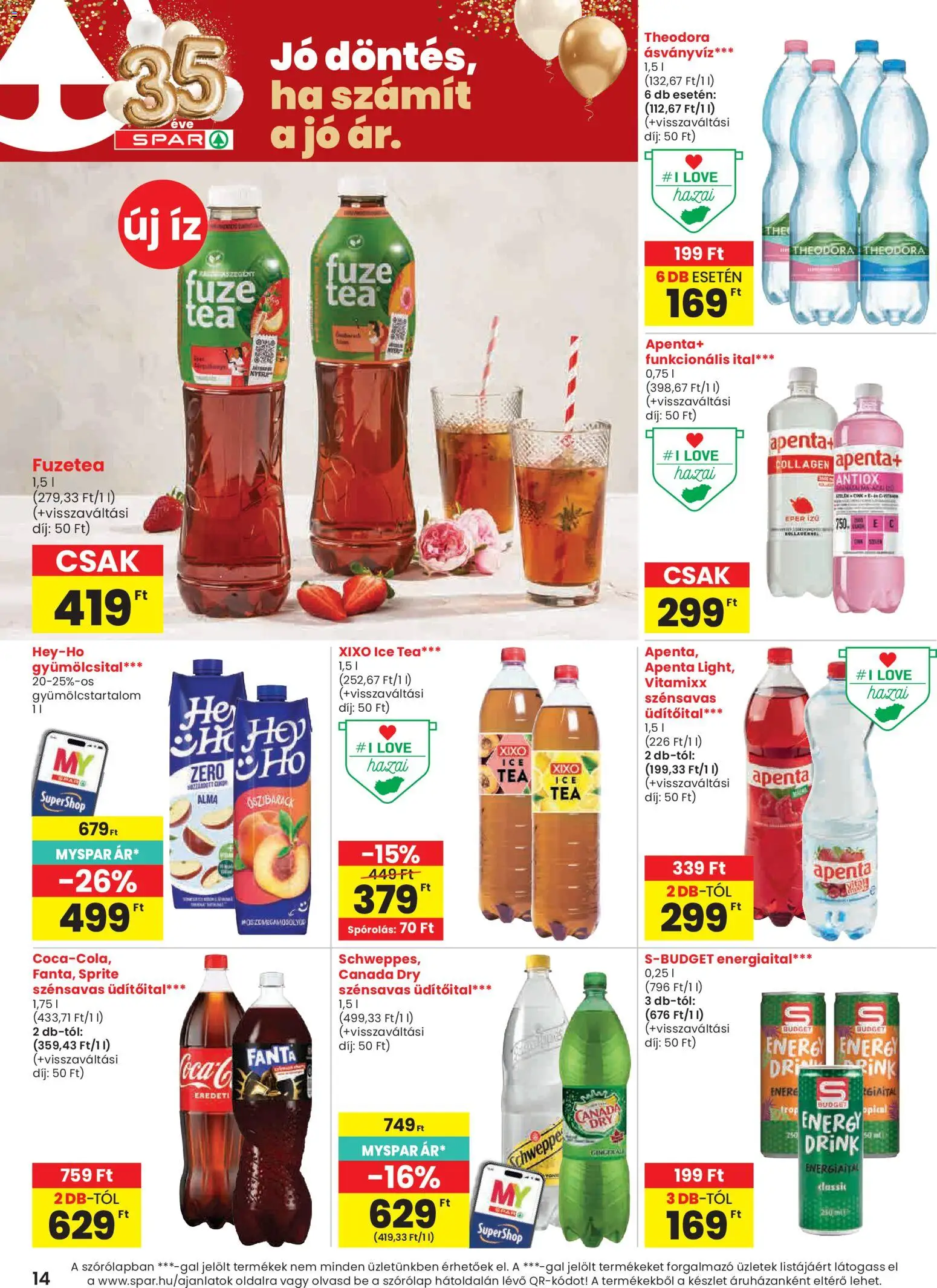 Spar akciós ujság - amely érvényes a következő dátumtól: 30.04.2026 | Oldal: 14 | Termékek: Őszibarack, Fanta, Tea, Eper