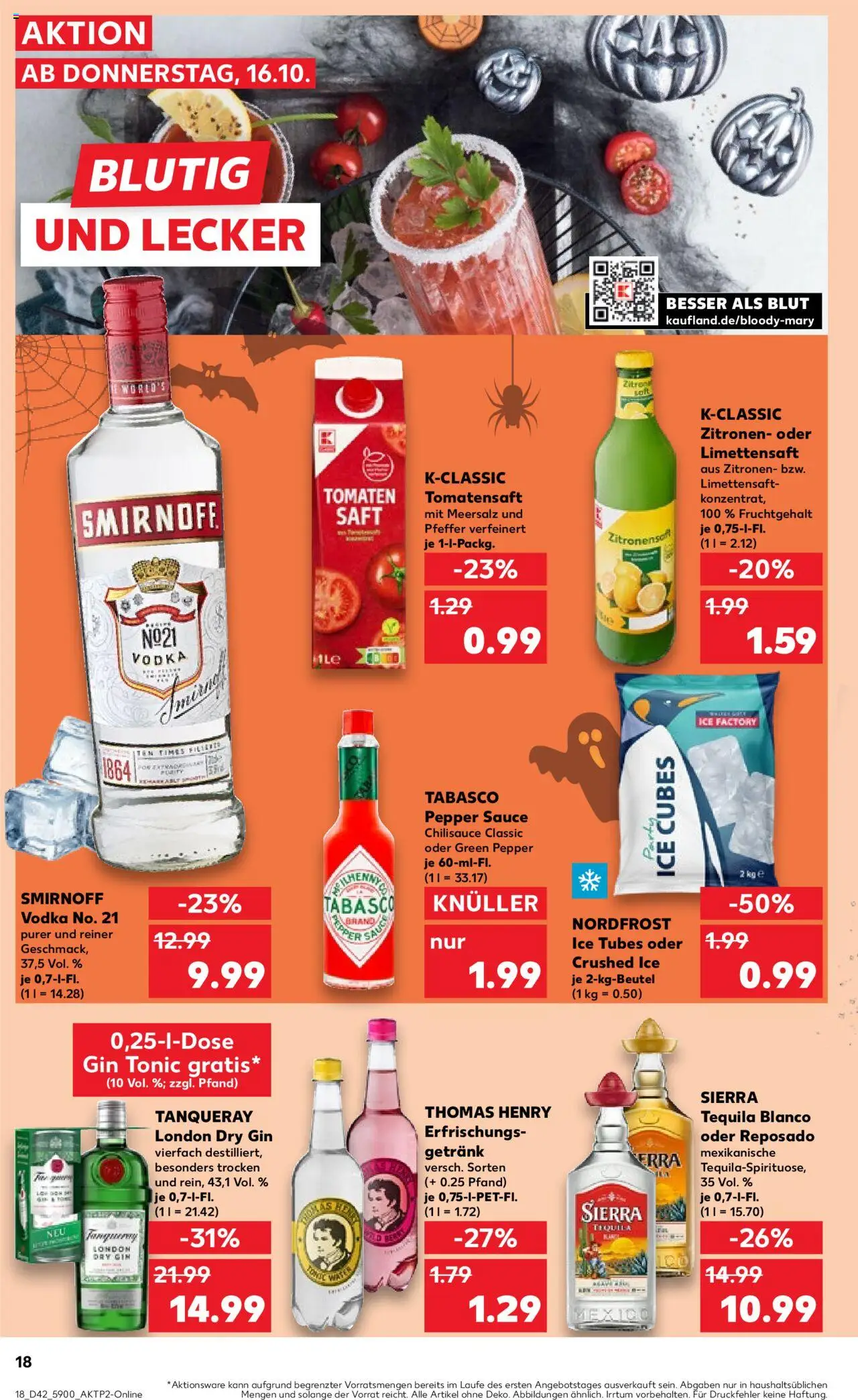 Kaufland prospekt Frankfurt (Oder)	 – gültig ab 16.10.2025 | Seite: 18 | Produkte: Tequila, Smirnoff, Saft, Vodka