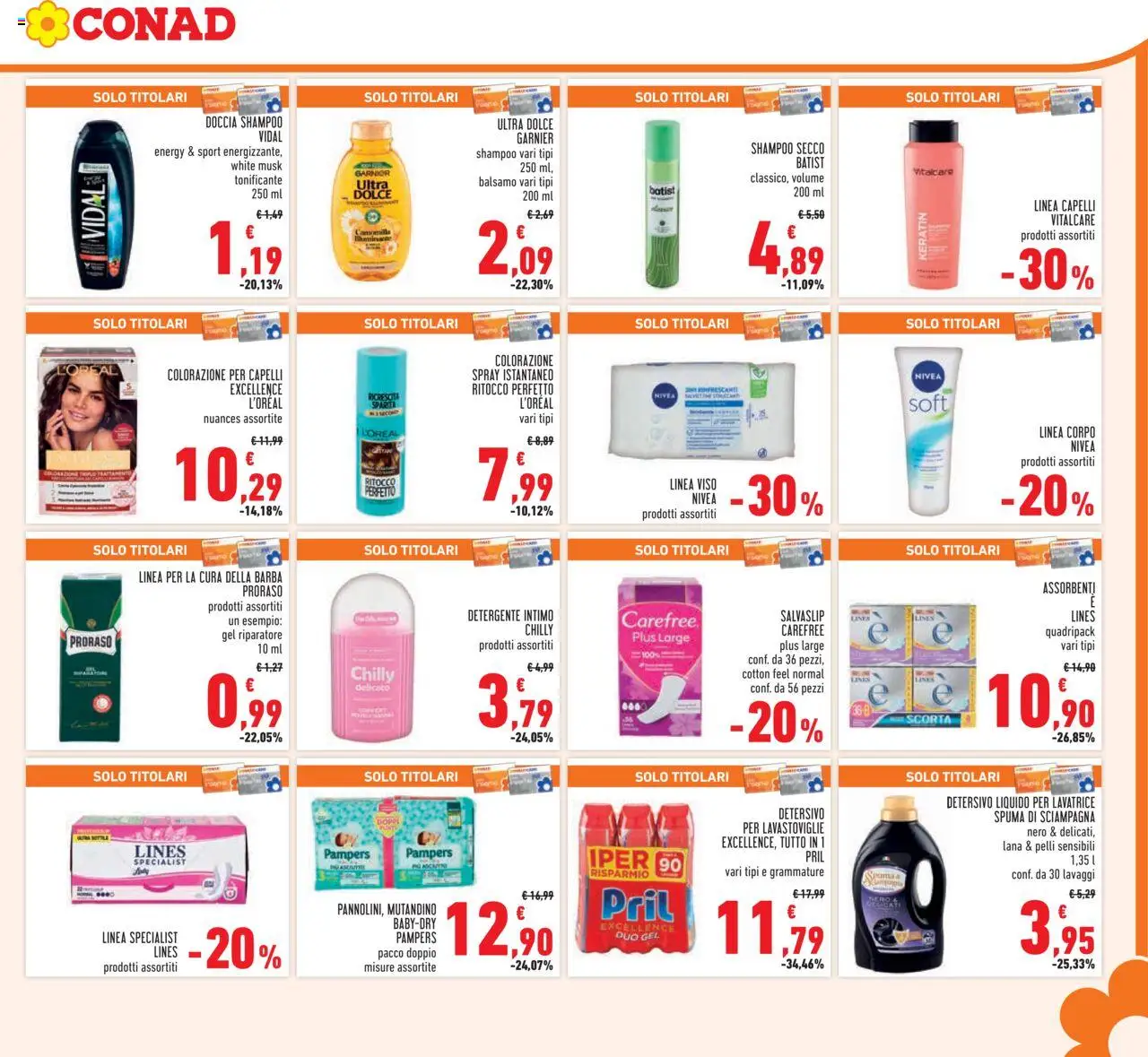 Volantino Conad del 22.10.2025 | Pagina: 23 | Prodotti: Shampoo, Balsamo, Detergente intimo, Detersivo per lavastoviglie