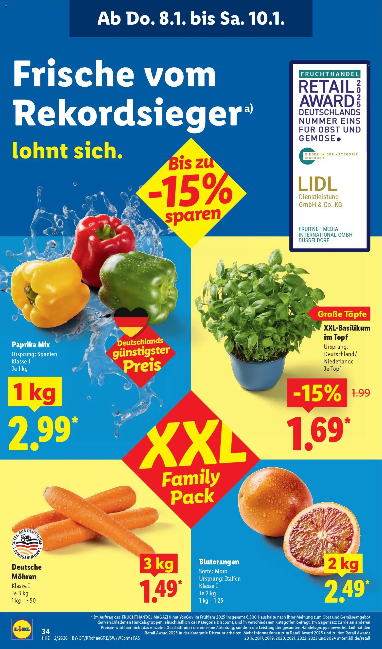 Lidl Prospekt München – gültig ab 05.01.2026 | Seite: 46 | Produkte: Mohren, Gemüse, Paprika, Obst