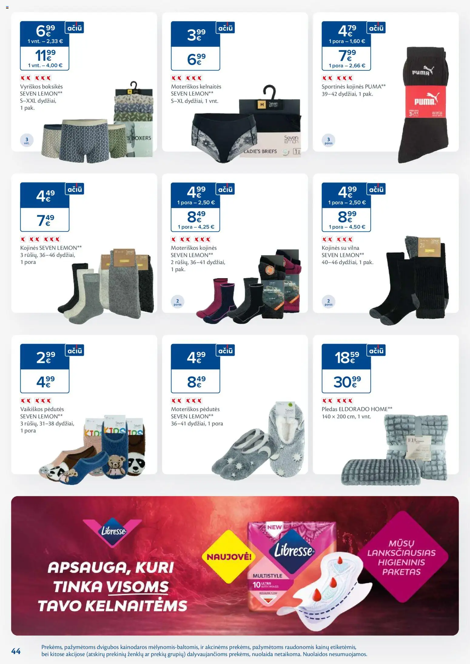 MAXIMA akcijos nuo 18.11.2025 | Puslapis: 44 | Prekių: Kelnaitės, Kojinės, Pledas
