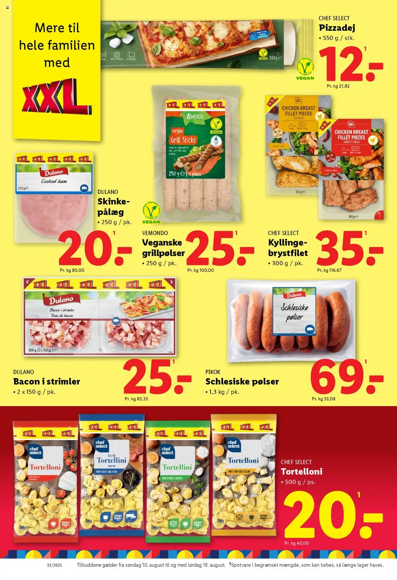 Lidl Tilbudsavis gyldig fra 10.08.2025 | Side: 10 | Produkter: Pølser, Pizzadej, Aparelho de barbear, Bacon
