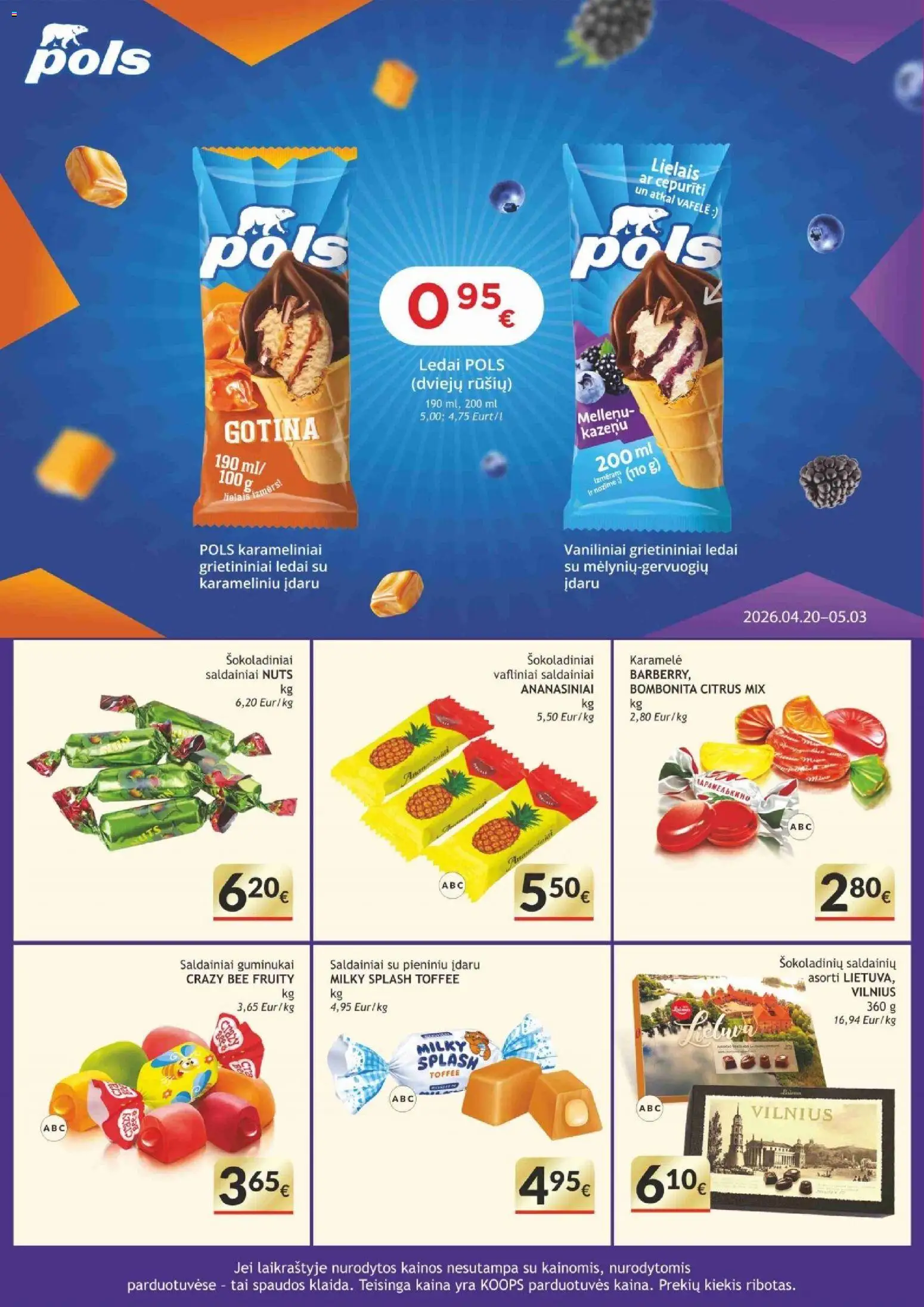 Koops akcijos nuo 20.04.2026 | Puslapis: 12 | Prekių: Ledai, Guminukai, Saldainiai