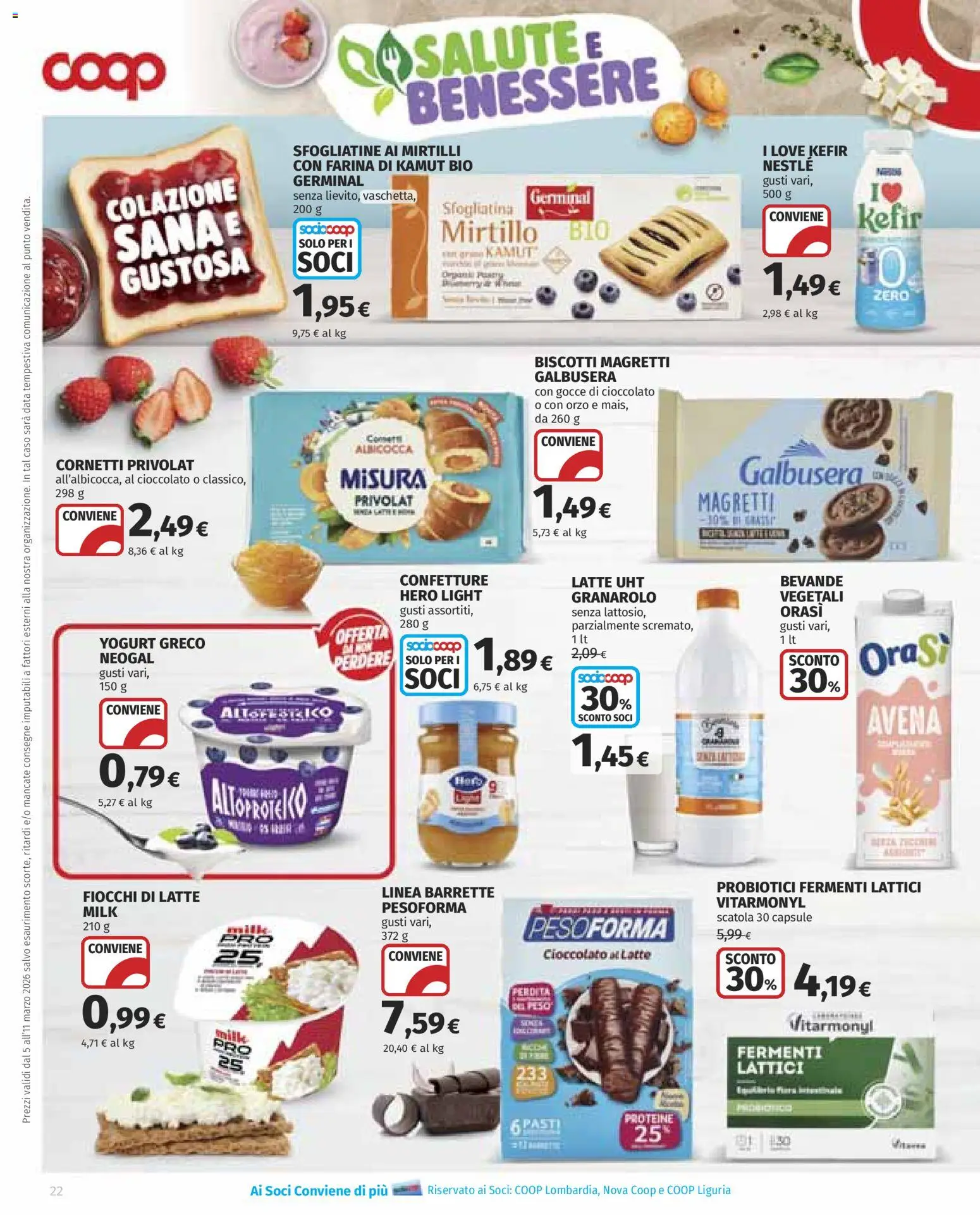 Volantino COOP del 05.03.2026 | Pagina: 22 | Prodotti: Yogurt greco, Fiocchi, Latte, Data
