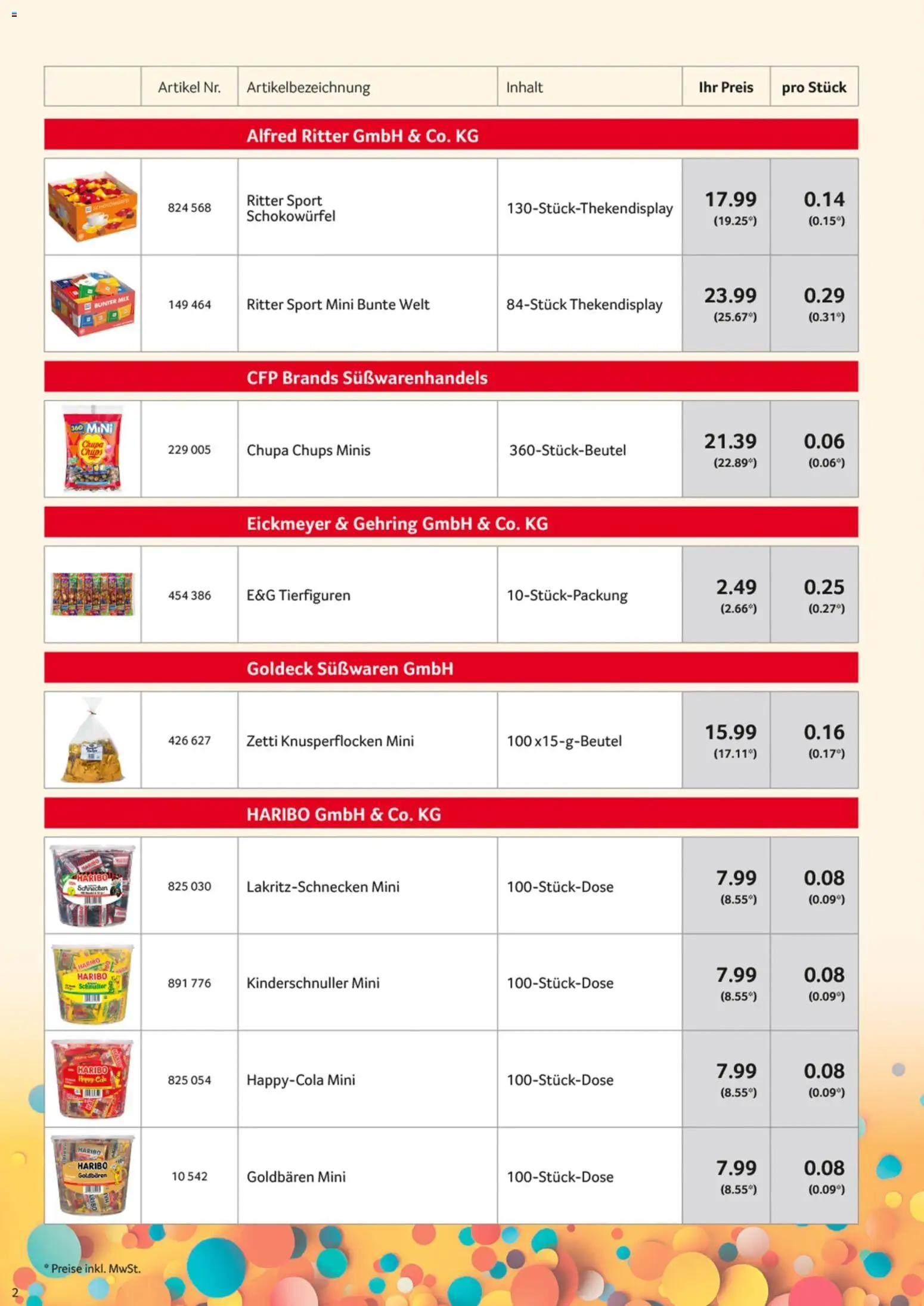 Selgros Karnevalssortiment – gültig ab 01.11.2025 | Seite: 2 | Produkte: Haribo, Ritter sport