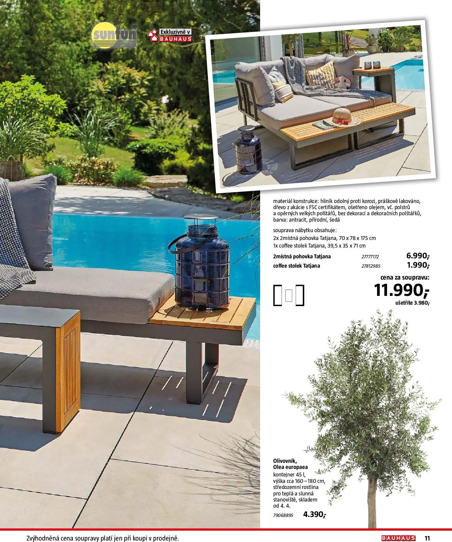Bauhaus katalog Záhradní nábytek od 08.04.2026 | Strana: 11 | Produkty: Pohovka, Stolek