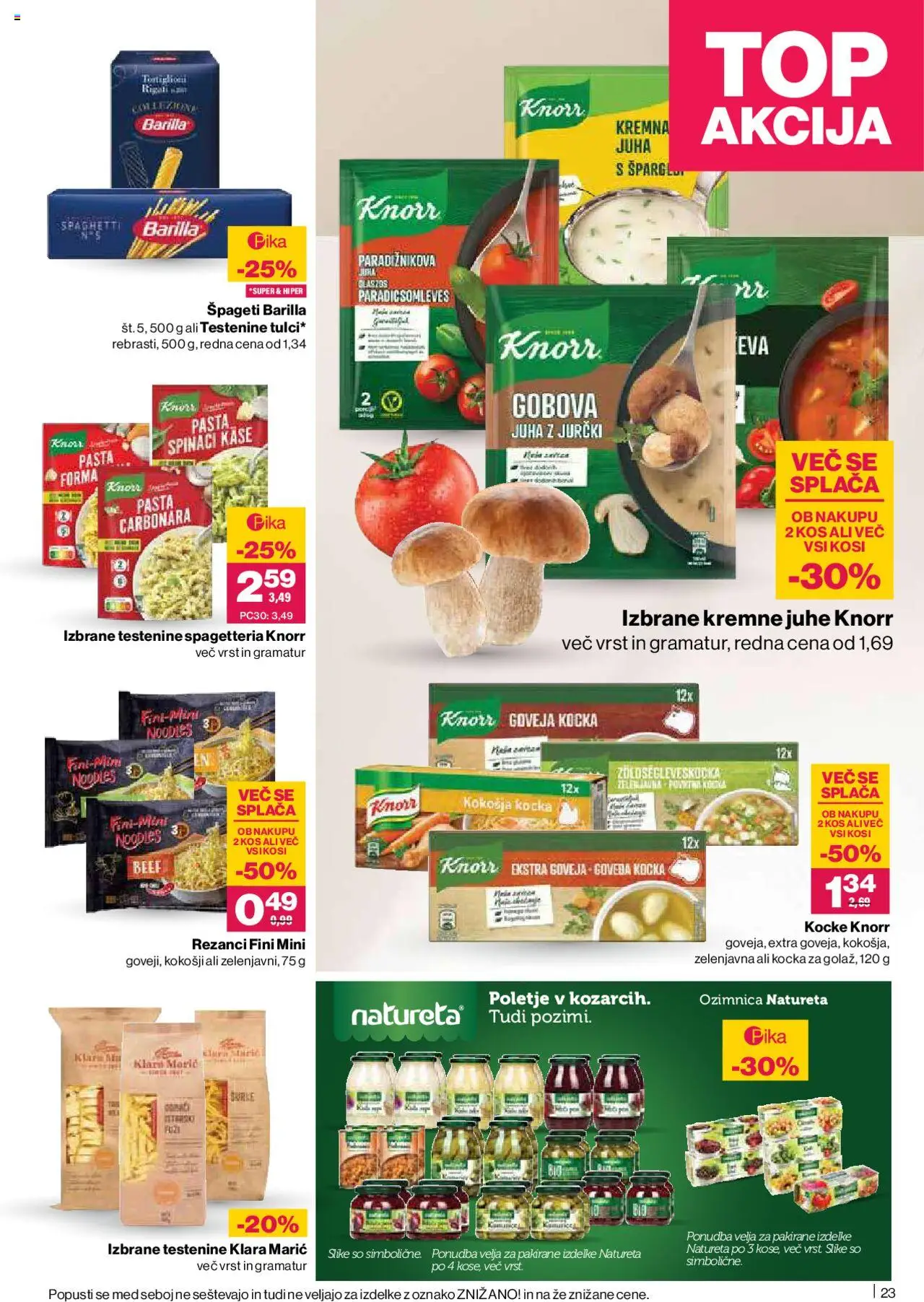 Novi Mercator katalog ponudbe – veljaven od 09.10.2025 | Stran: 23 | Izdelki: Rezanci, Juha, Top doble cara, Spageti