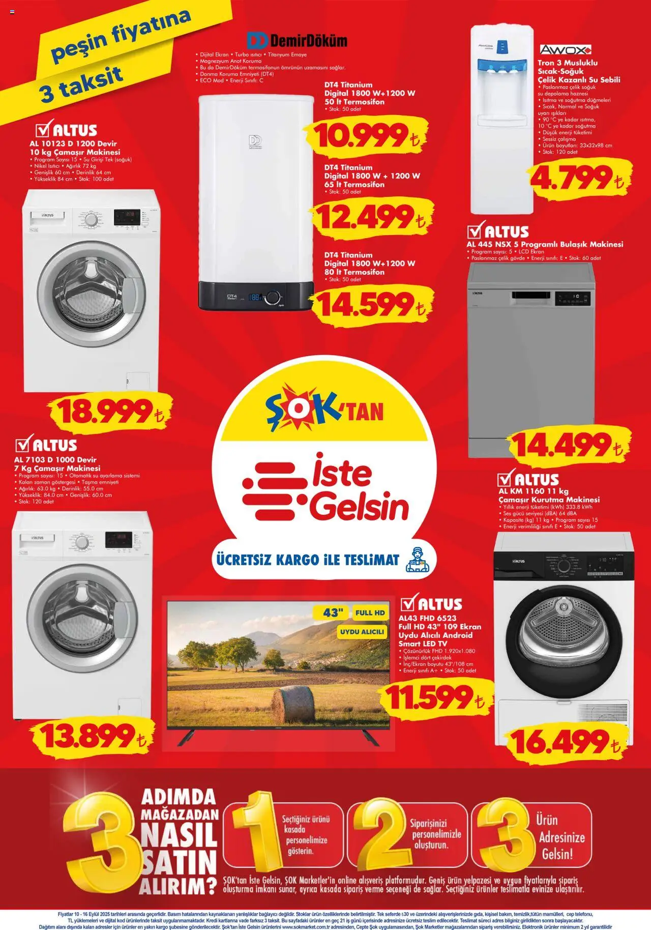 Şok Market Katalog - 10.09.2025 tarihinden itibaren geçerlidir | Sayfa: 6 | Ürünler: Kurutma makinesi, Ses, Uydu, Çamaşır makinesi