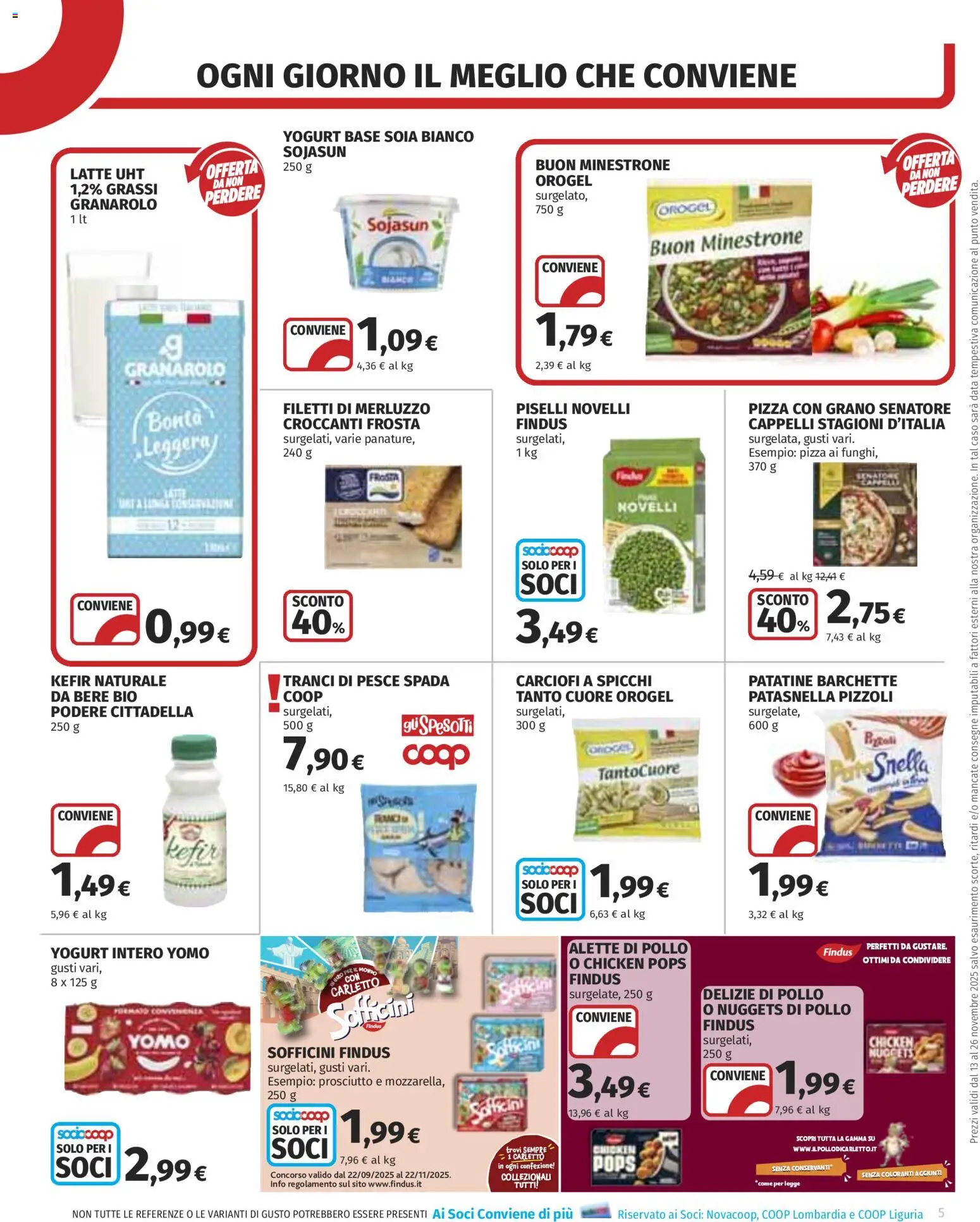 Volantino COOP del 13.11.2025 | Pagina: 5 | Prodotti: Yogurt, Pizza, Nuggets, Prosciutto