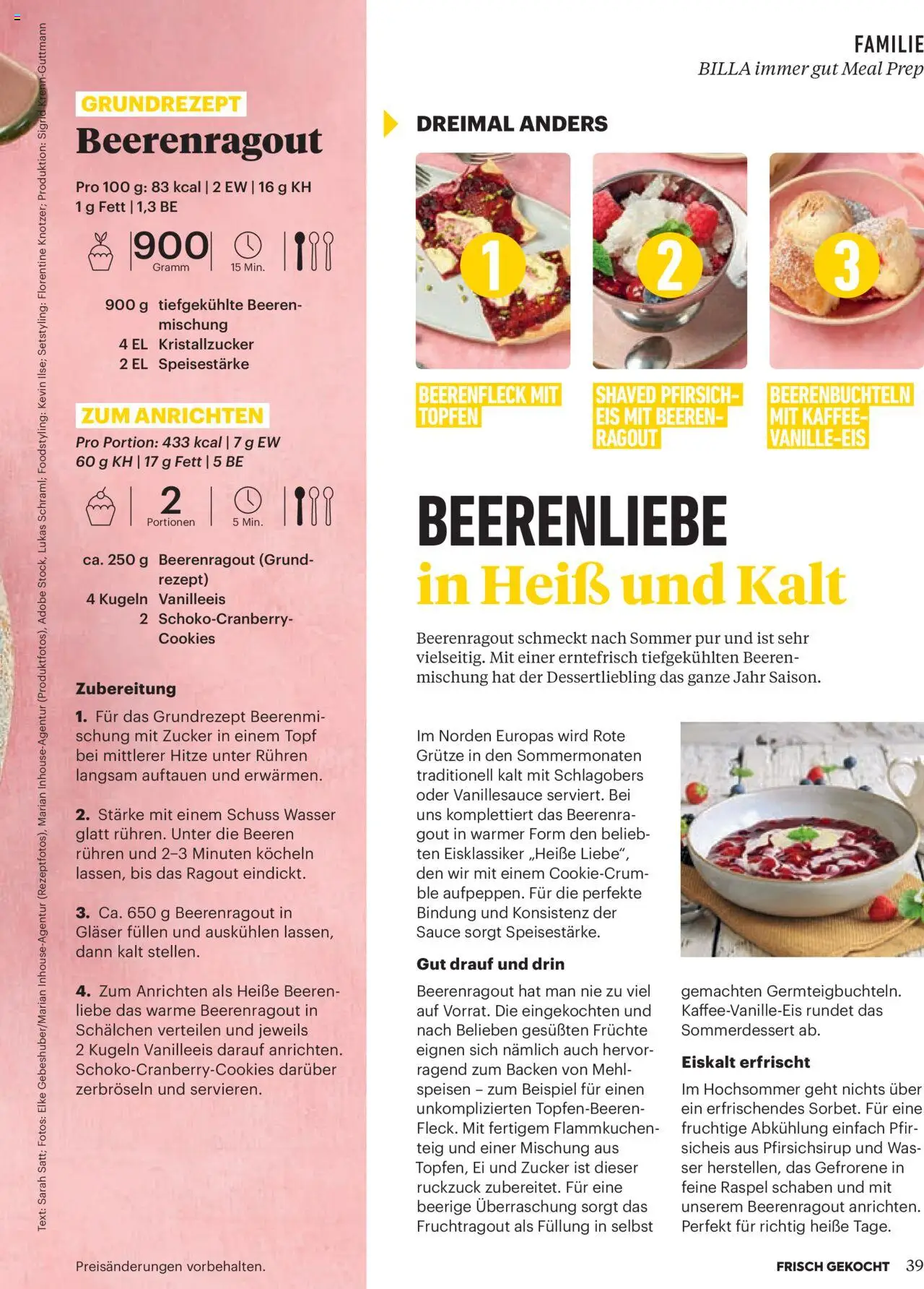 Billa Frisch Gekocht gültig ab 03.07.2025 | Seite: 39 | Produkte: Wasser, Zucker, Pfirsich, Kaffee