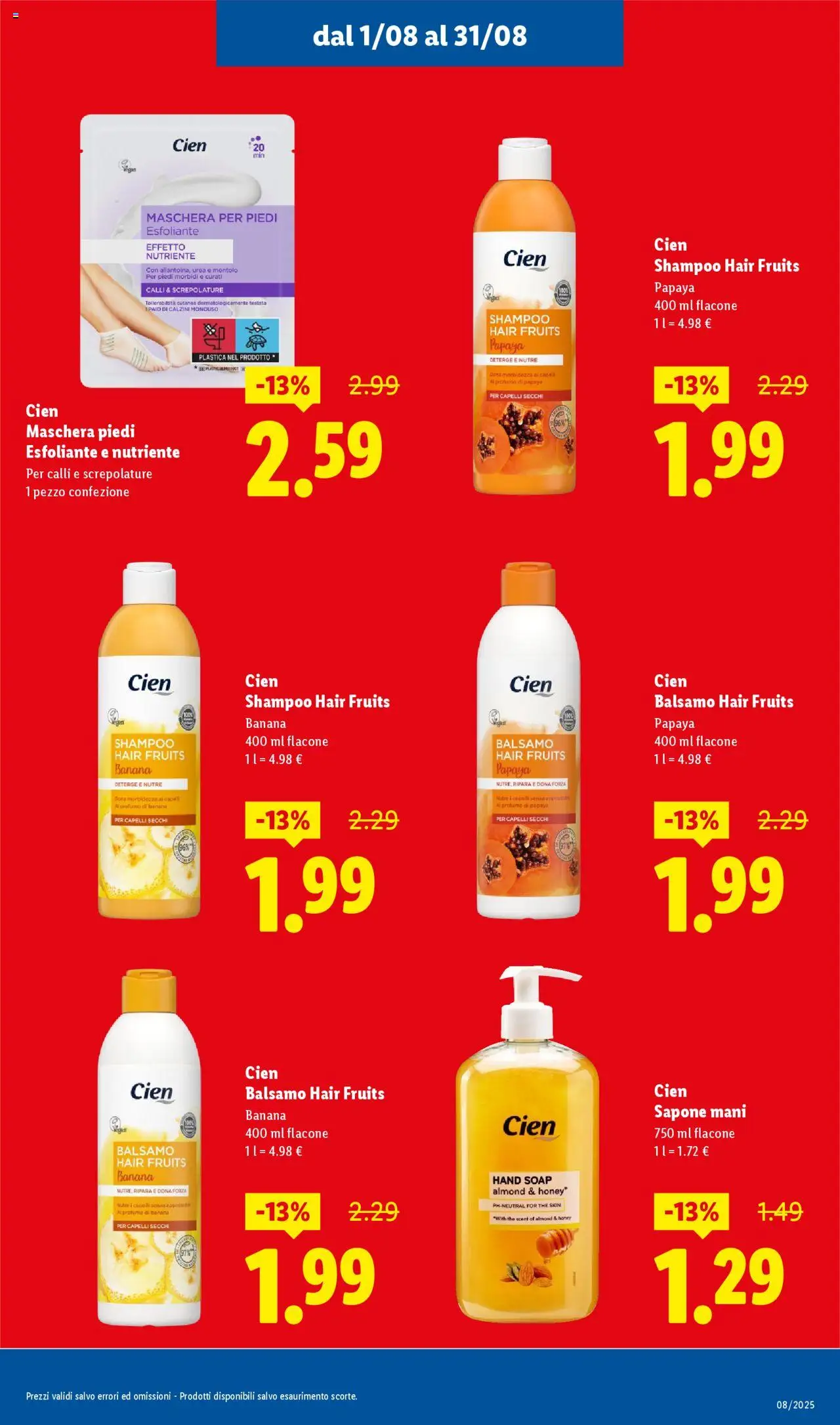 Volantino Lidl del 01.08.2025 | Pagina: 15 | Prodotti: Balsamo, Maschera, Sapone, Calzini