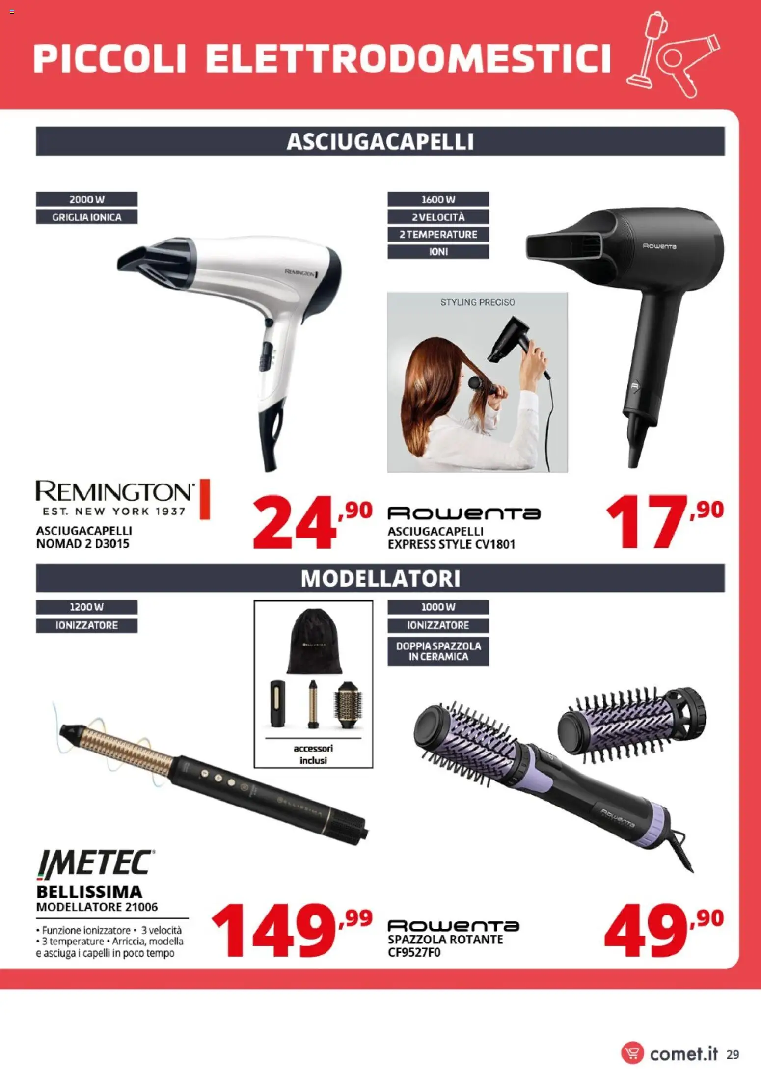 Volantino Comet del 06.03.2026 | Pagina: 29 | Prodotti: Spazzola, Griglia, Asciugacapelli