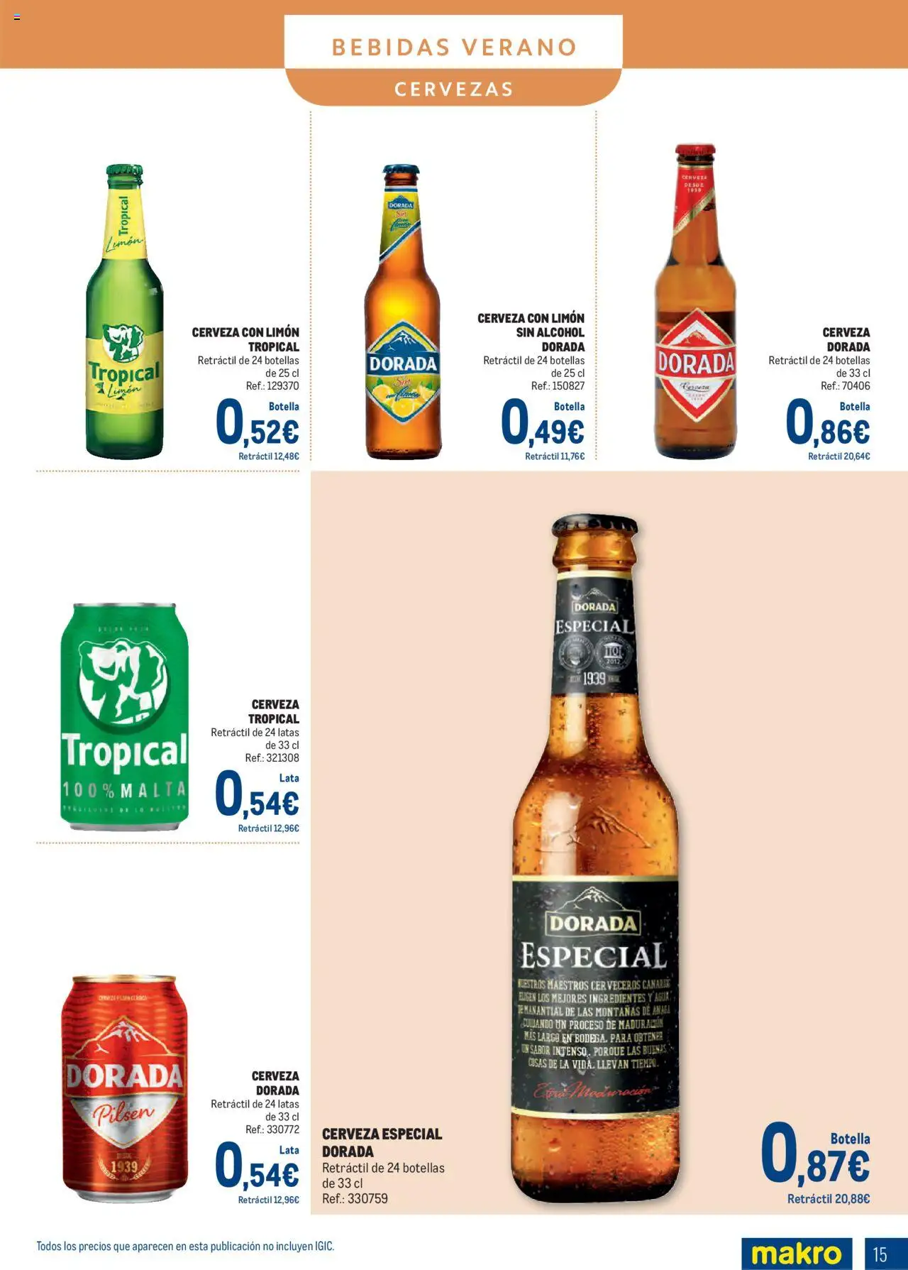 Makro - Bebidas Especial Verano Canarias │ válido desde el 04.08.2025 | Página: 15 | Productos: Κρεμάστρα, Cerveza, Té