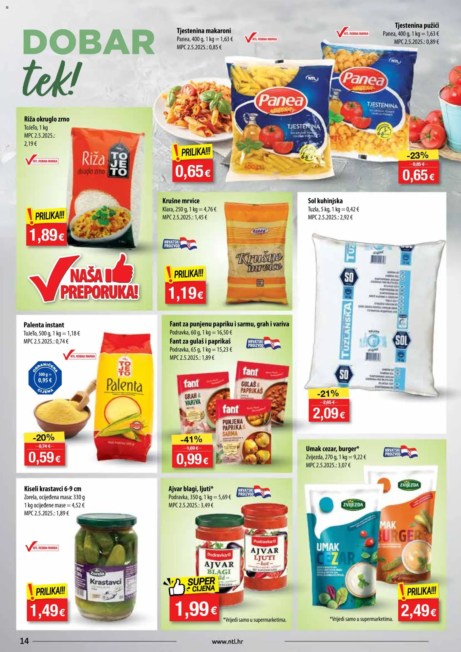 NTL katalog | vrijedi od 22.10.2025 | Stranica: 14 | Proizvodi: Riža, Ajvar, Krastavci, Umak
