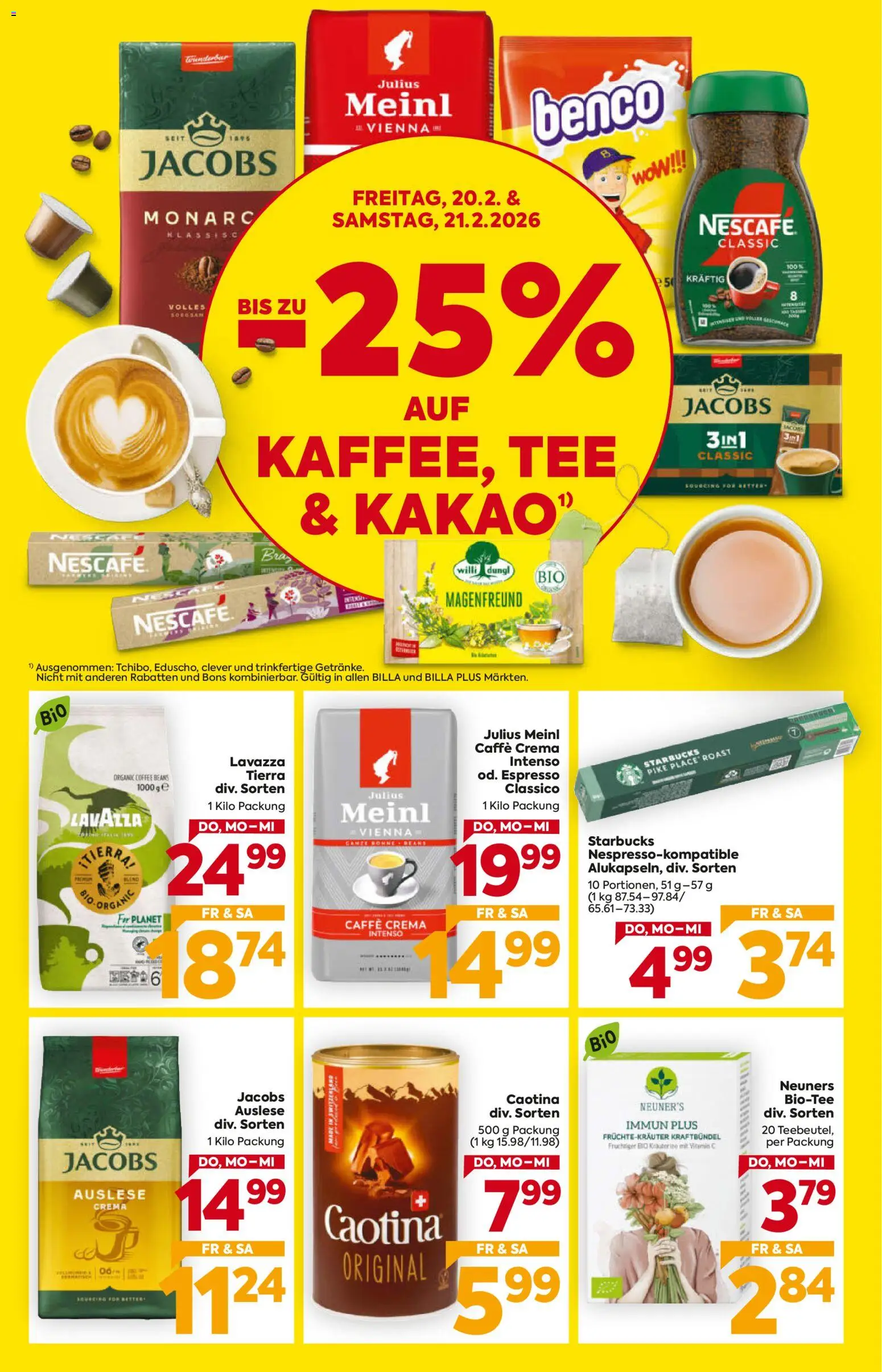 Billa AT akciós ujság - amely érvényes a következő dátumtól: 19.02.2026 | Oldal: 2 | Termékek: Nescafé, Vitamin c