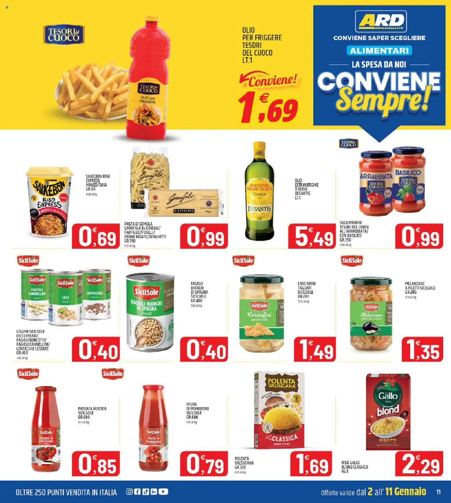 Volantino ARD Discount del 02.01.2026 | Pagina: 11 | Prodotti: Legumi, Olio, Pasta, Basilico