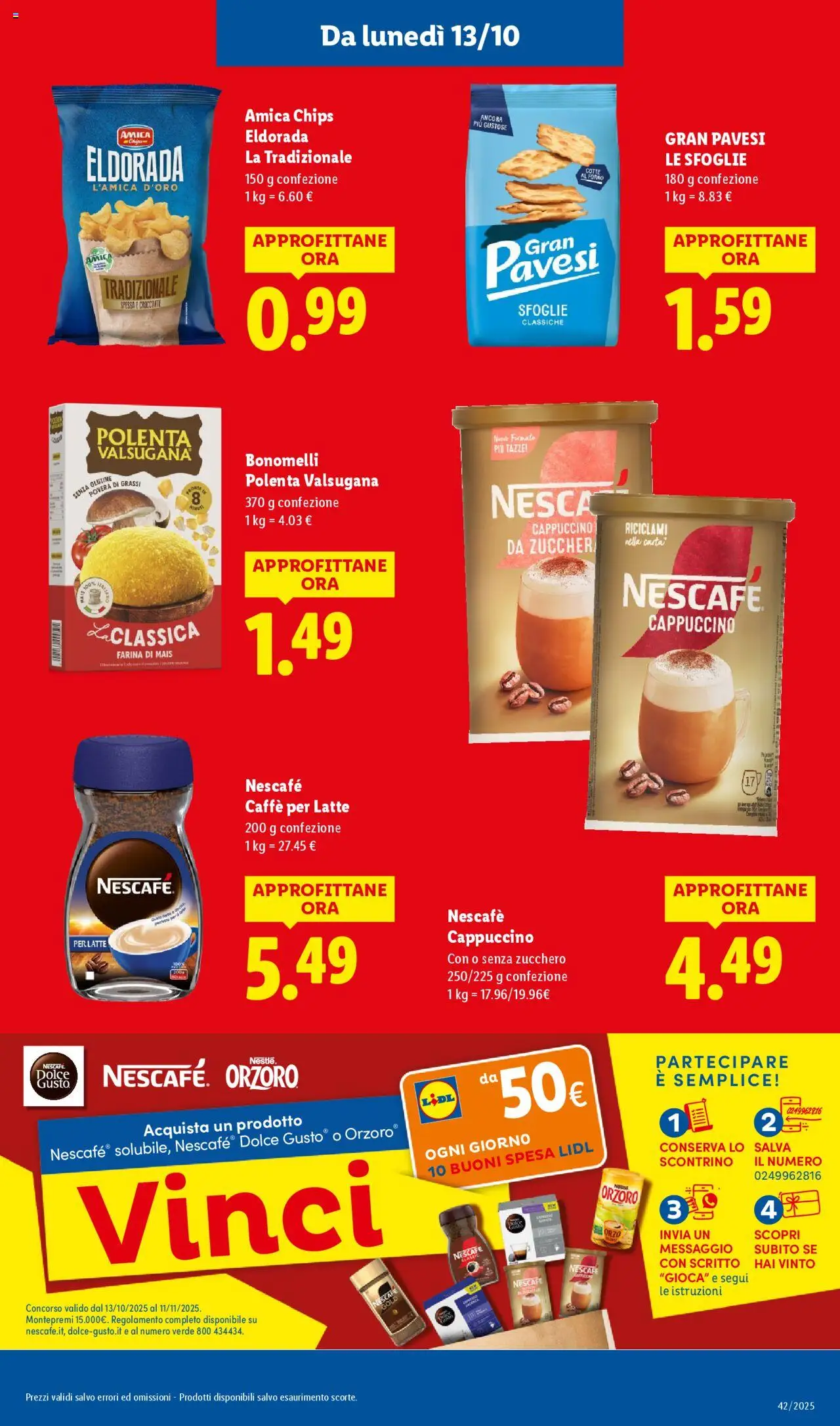 Volantino Lidl del 13.10.2025 | Pagina: 21 | Prodotti: Caffè, Zucchero, Latte, Farina