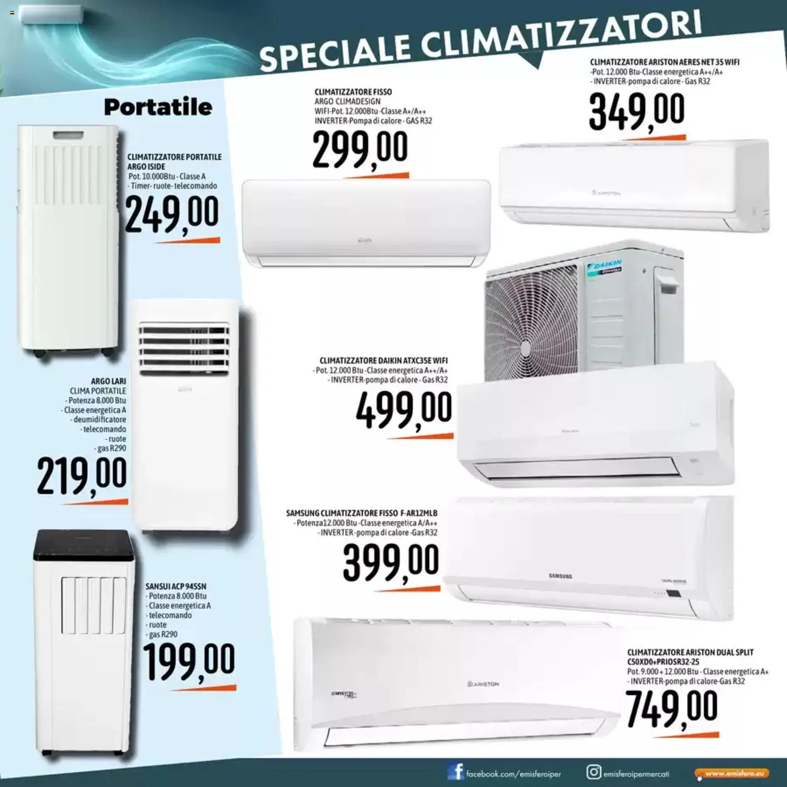 Volantino Emisfero del 20.04.2026 | Pagina: 31 | Prodotti: Climatizzatore, Deumidificatore, Telecomando, Samsung