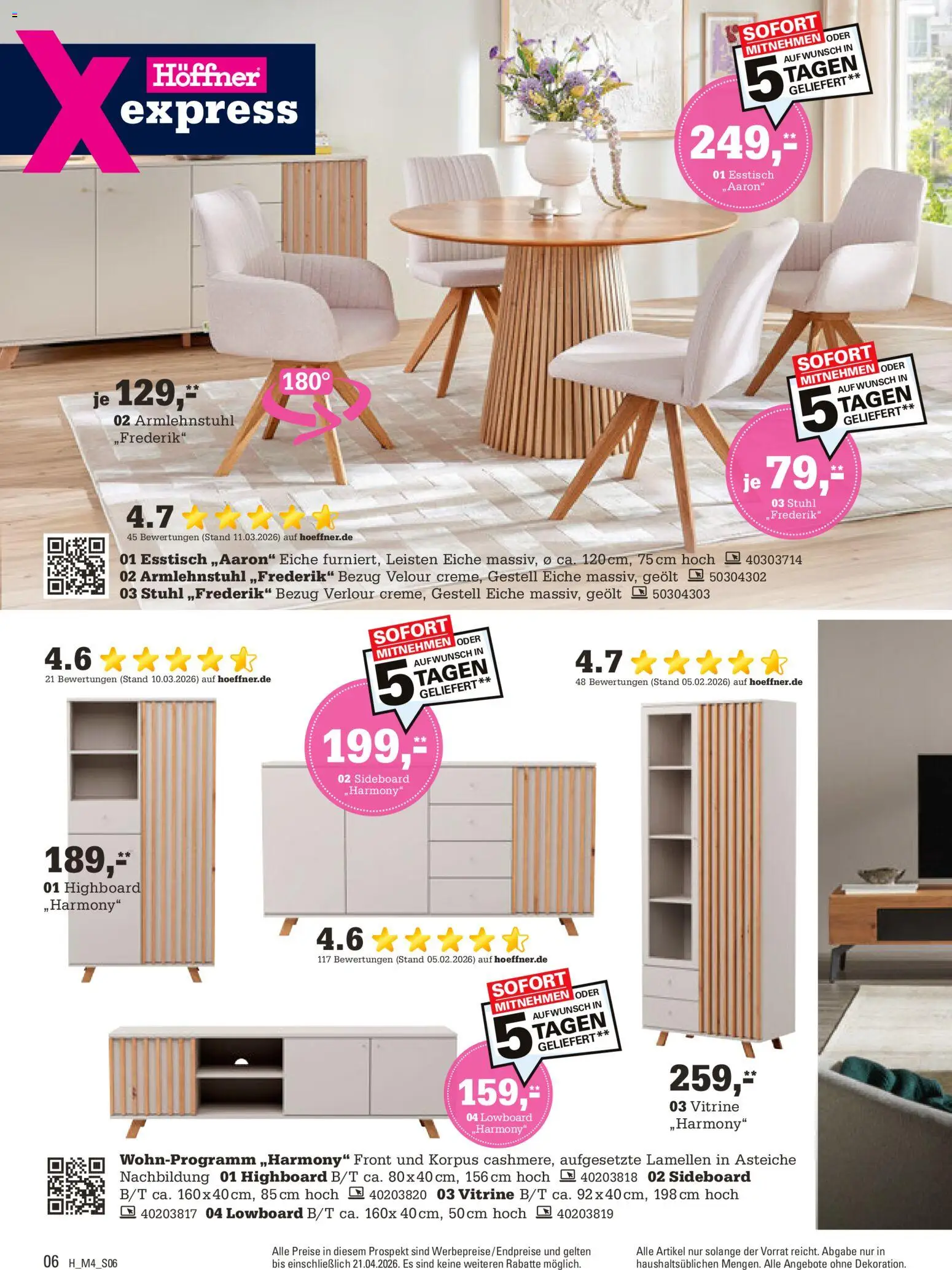 Höffner Prospekt 	 – gültig ab 01.04.2026 | Seite: 6 | Produkte: Sideboard, Lowboard, HIghboard, Vitrine