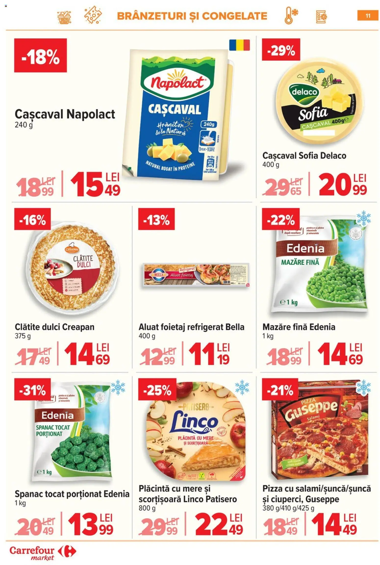Noul catalog Carrefour – valabil de la 18.02.2026 | Pagină: 12 | Produse: Light Kedi Konservesi, Foietaj, Cașcaval, Pizza