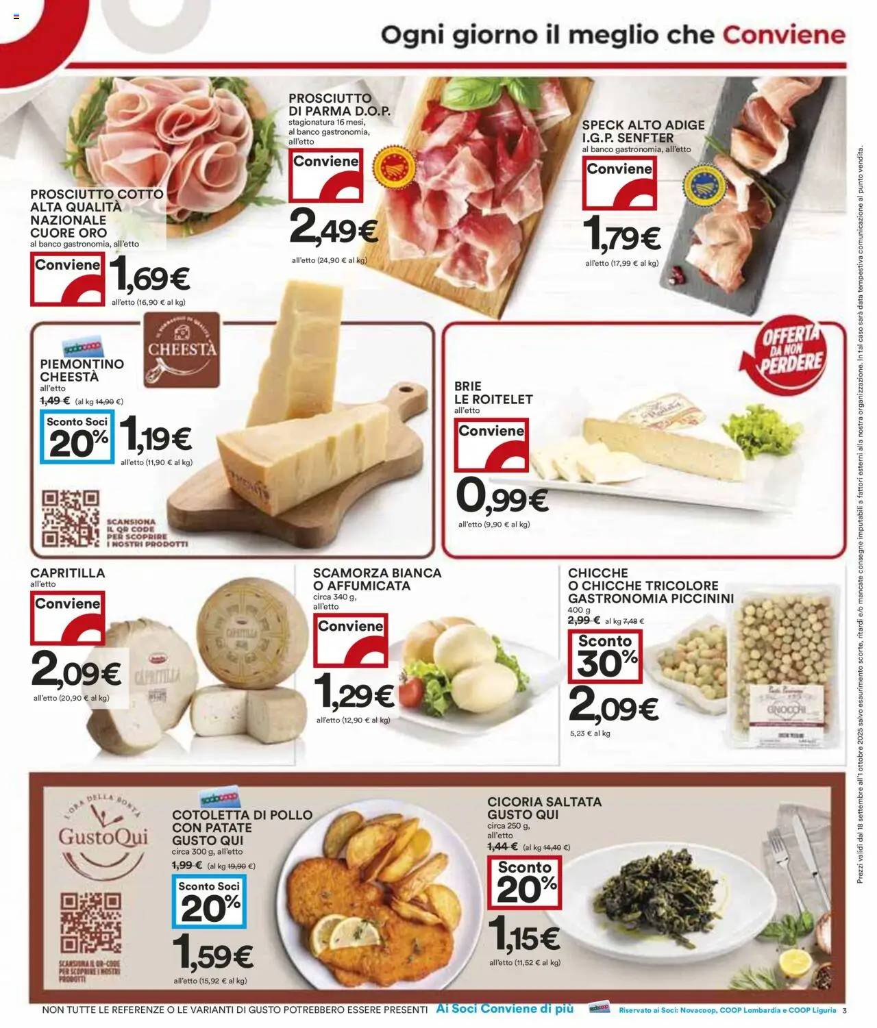 Volantino COOP del 18.09.2025 | Pagina: 3 | Prodotti: Speck, Prosciutto Cotto, Pollo, Patate
