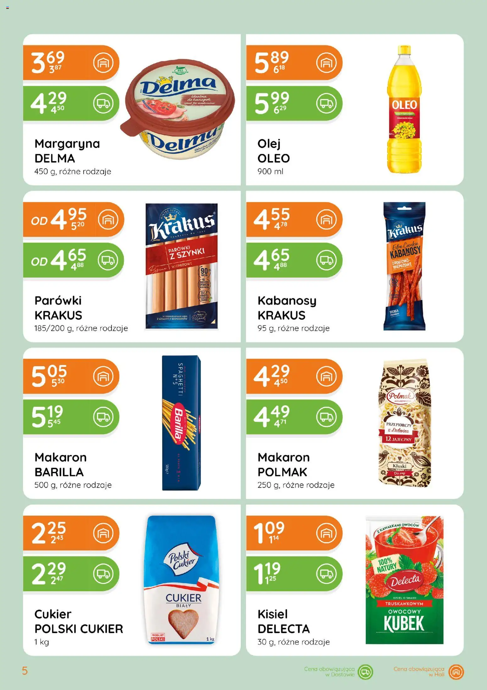 Eurocash gazetka - Ofensywa Spożywcza od 02.04.2026 | Strona: 5 | Produkty: Parówki, Cukier biały, Olej, Makaron