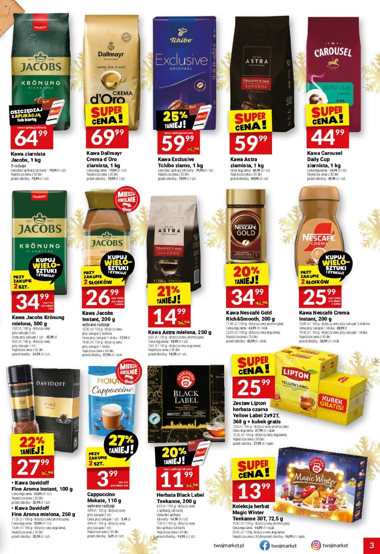 Twój Market Gazetka od 17.12.2025 | Strona: 3 | Produkty: Karta, Kawa ziarnista, Kawa Dallmayr, Kawa