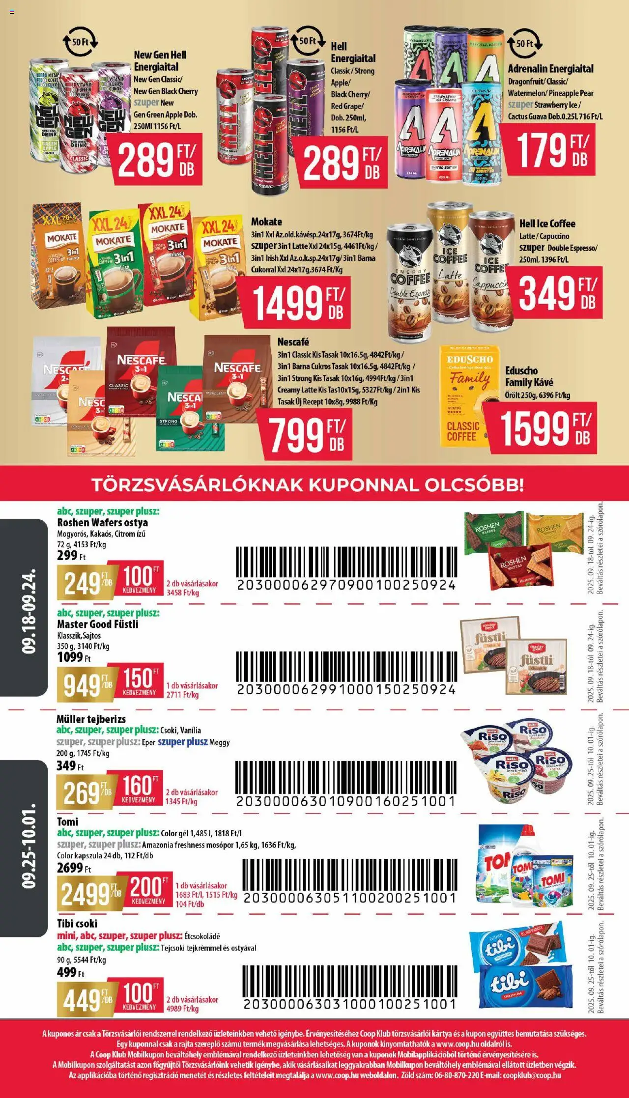COOP akciós ujság - amely érvényes a következő dátumtól: 18.09.2025 | Oldal: 12 | Termékek: Energiaital, Meggy, Mosópor, Citrom