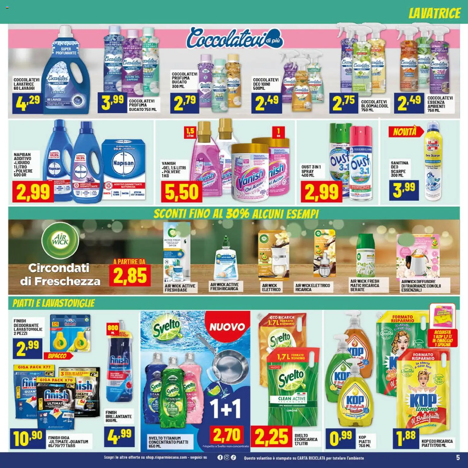 Volantino RisparmioCasa del 24.01.2026 | Pagina: 5 | Prodotti: Deodorante, Scarpe, Lavatrice, Lavastoviglie