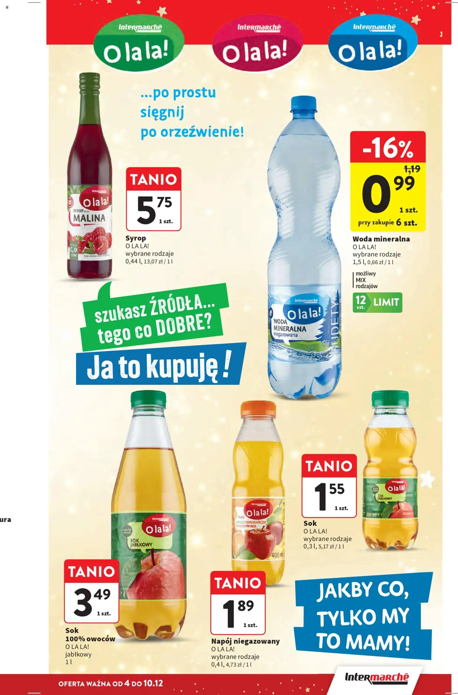 Intermarche Gazetka od 04.12.2025 | Strona: 41 | Produkty: Brzoskwinia, Syrop, Malina, Woda