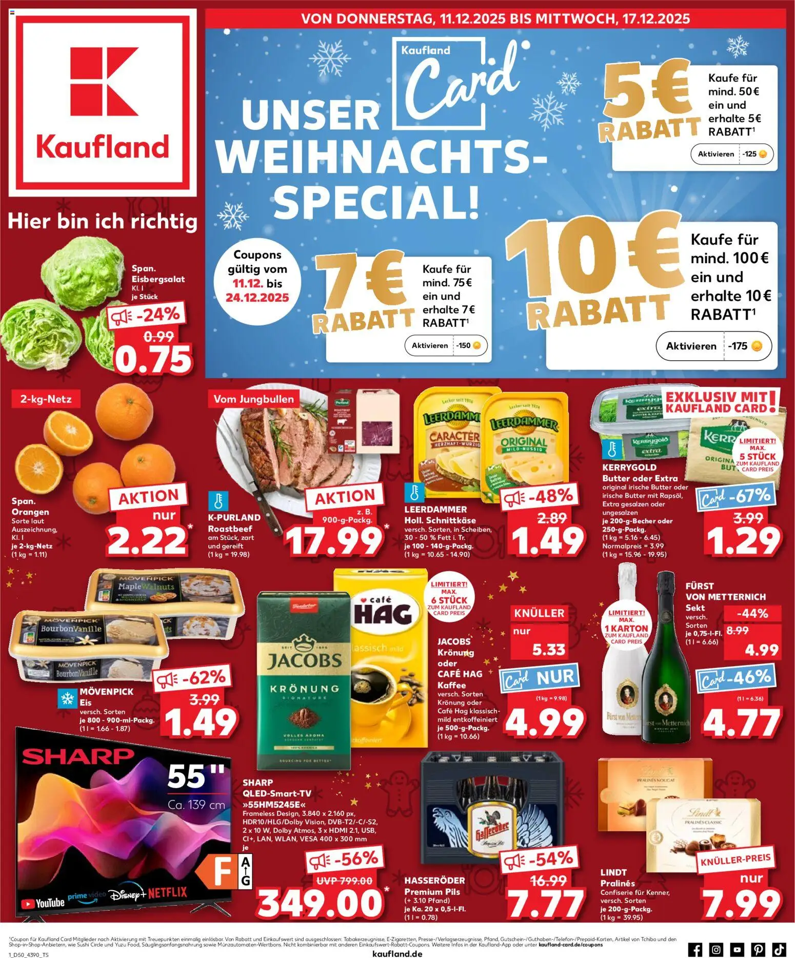 Kaufland prospekt Zeitz	 – gültig ab 11.12.2025 | Seite: 1 | Produkte: Eisbergsalat, Movenpick kaffee, Eis, TV