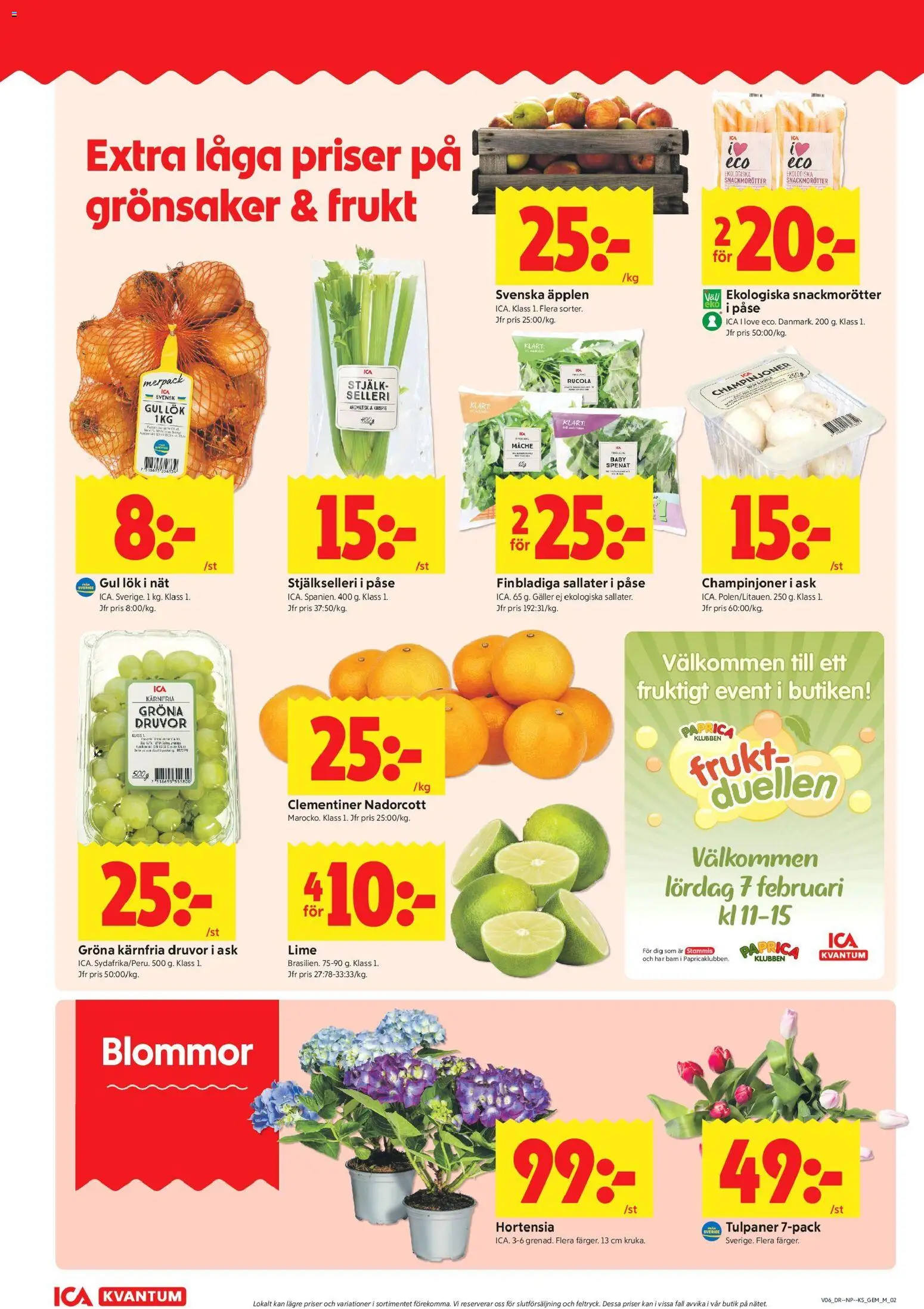 ICA Kvantum reklamblad aktuell från 02.02.2026 | Sida: 2 | Produkter: Galler, Spenat, Champinjoner, Lime