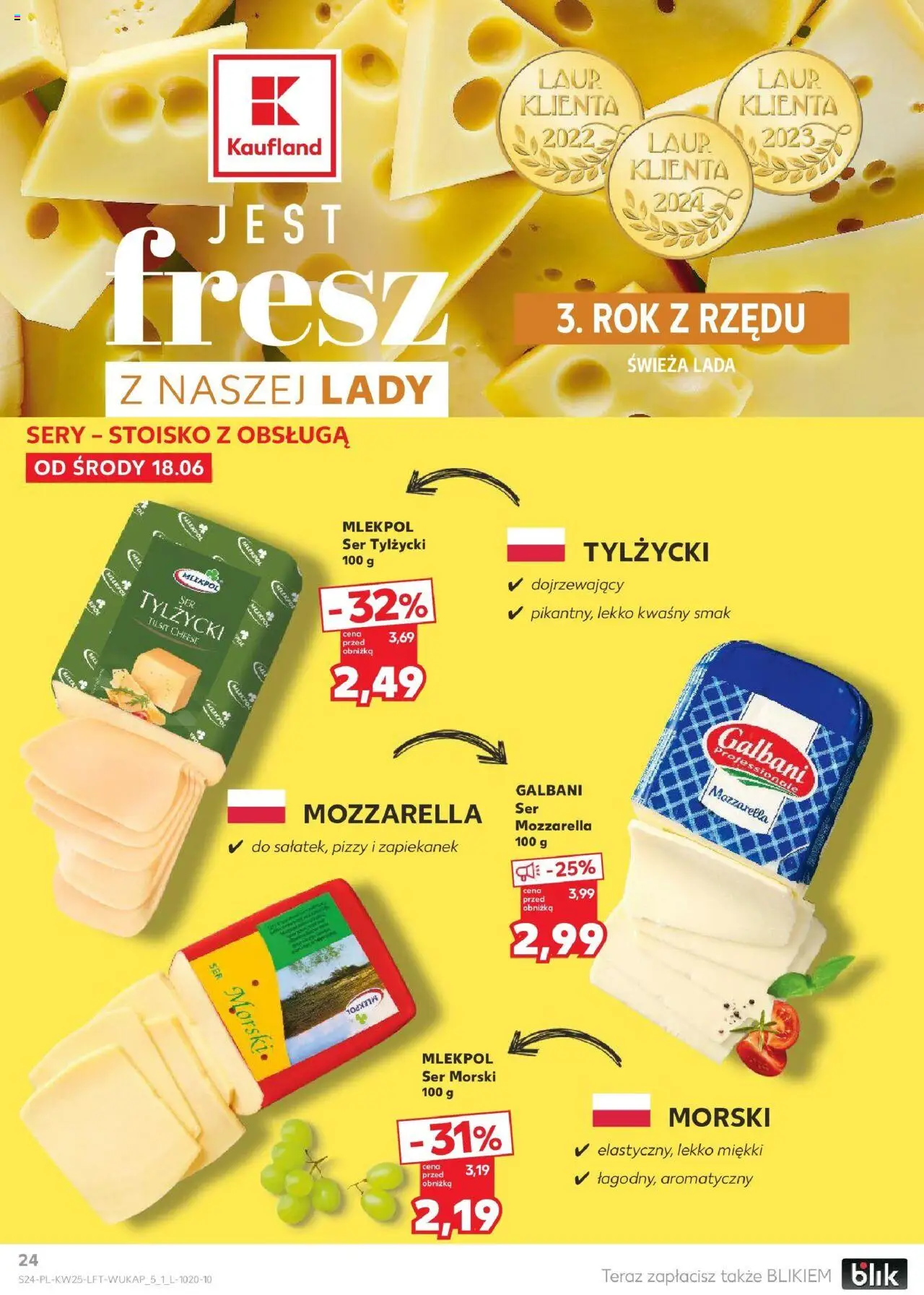Kaufland gazetka od 18.06.2025 | Strona: 24 | Produkty: Sery, Ser, Mozzarella