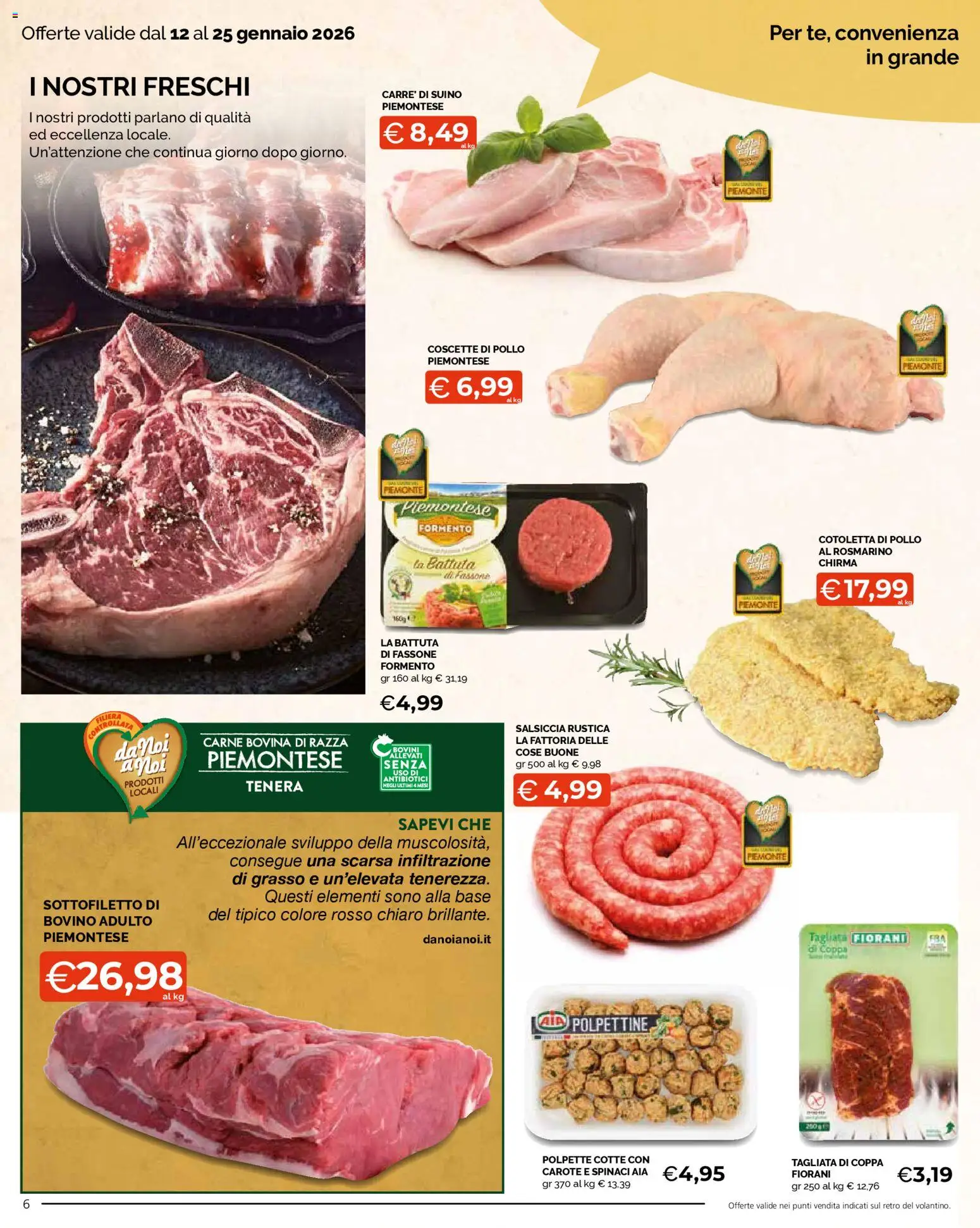Volantino Mercatò del 12.01.2026 | Pagina: 6 | Prodotti: Bovino, Rosmarino, Pollo, Salsiccia