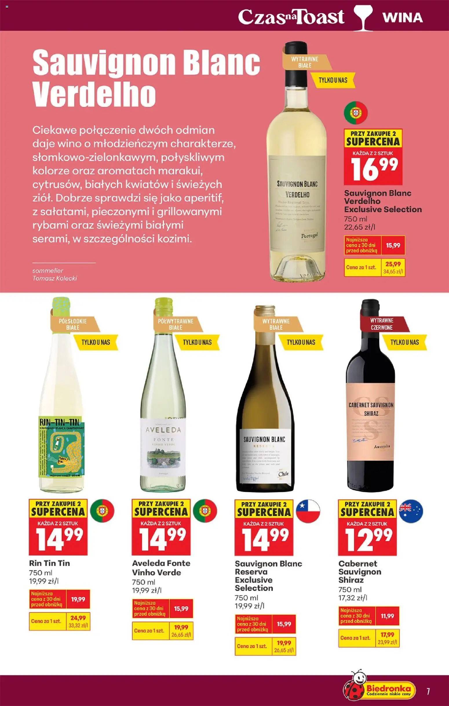 Biedronka gazetka - Czas na toast od 09.03.2026 | Strona: 7 | Produkty: Wino