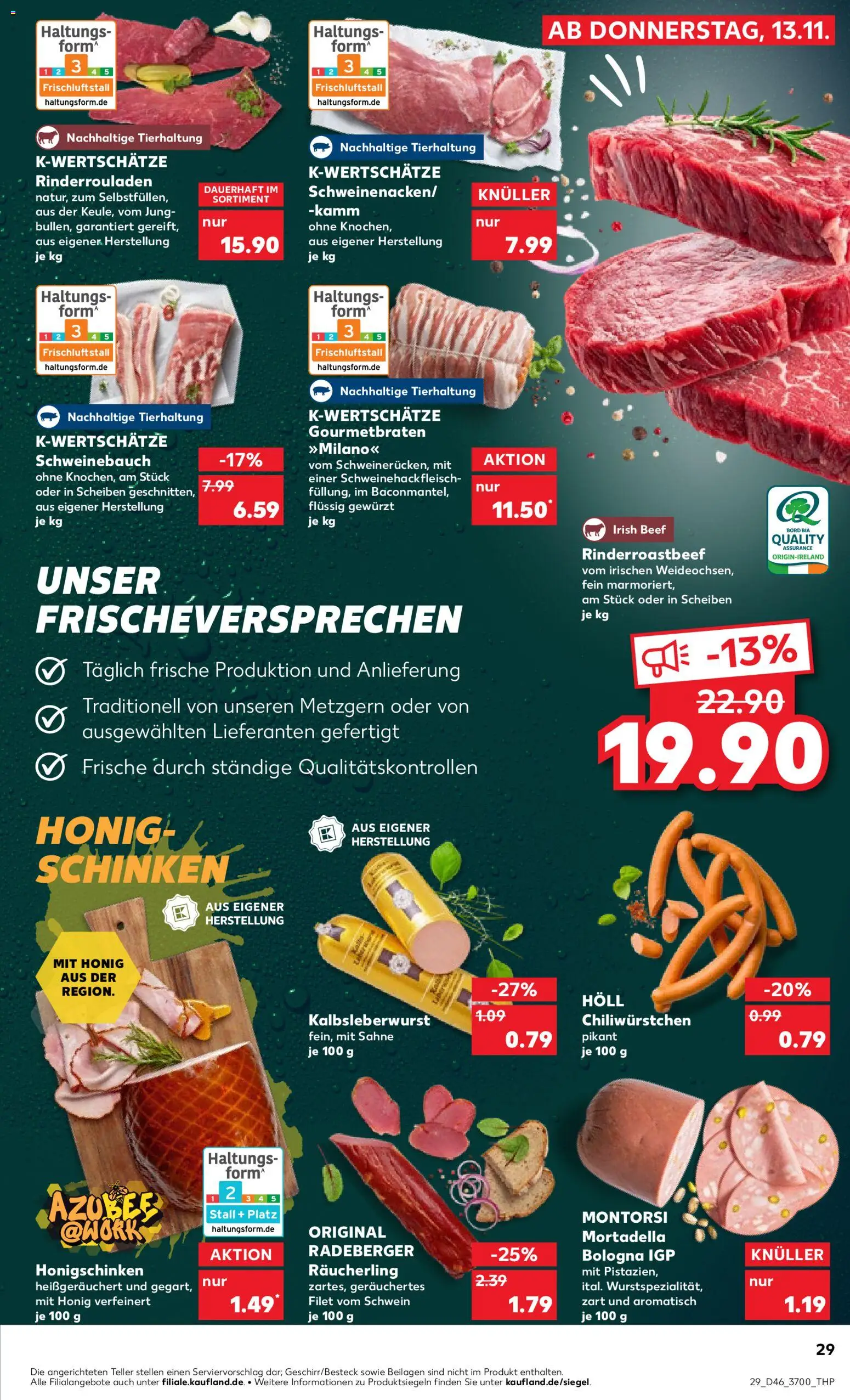 Kaufland prospekt Rostock	 – gültig ab 13.11.2025 | Seite: 29 | Produkte: Rinderrouladen, Chili, Schinken, Sahne