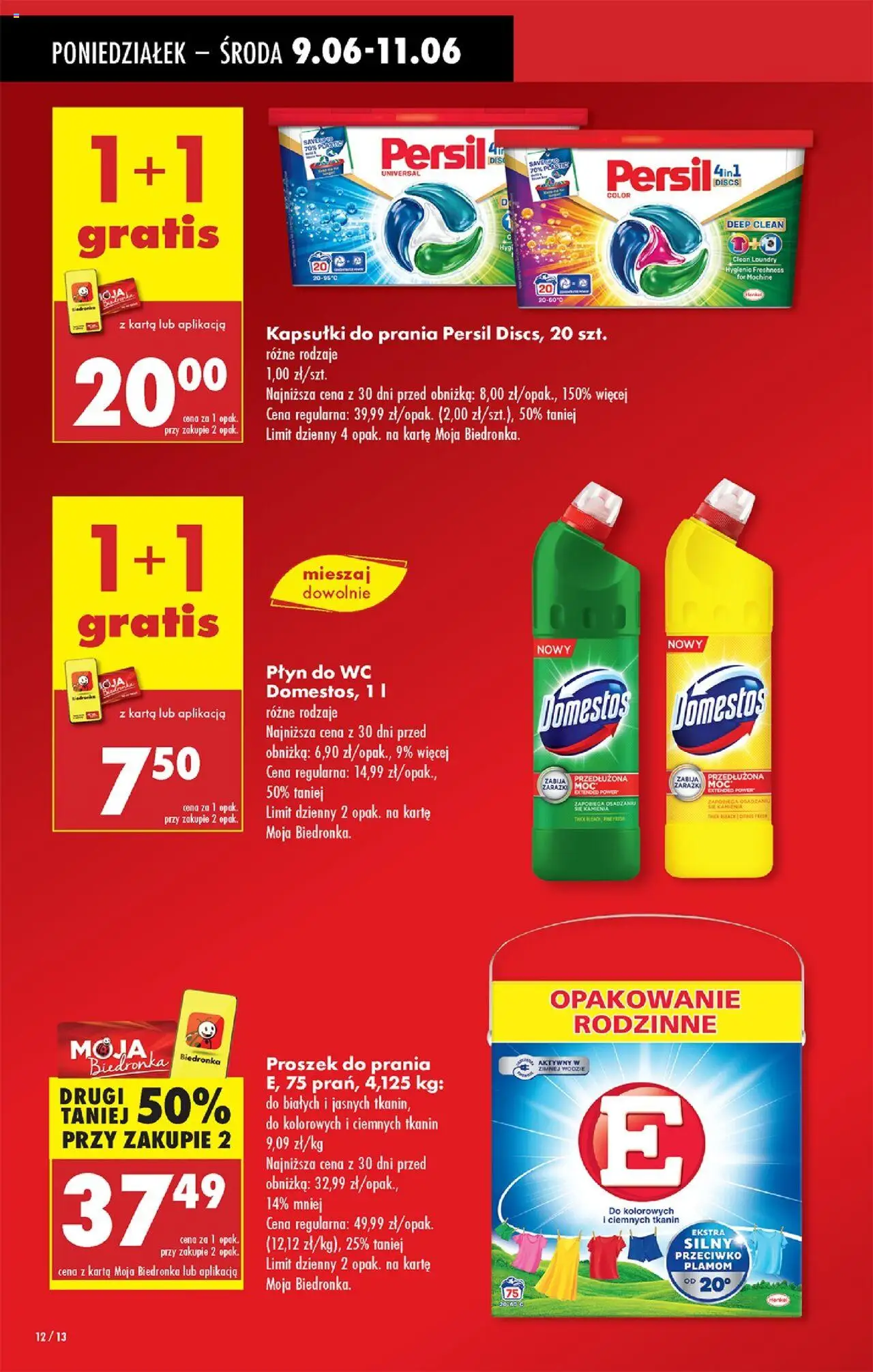Biedronka gazetka od 09.06.2025 | Strona: 12 | Produkty: Karta, Persil, Cleaner, Domestos