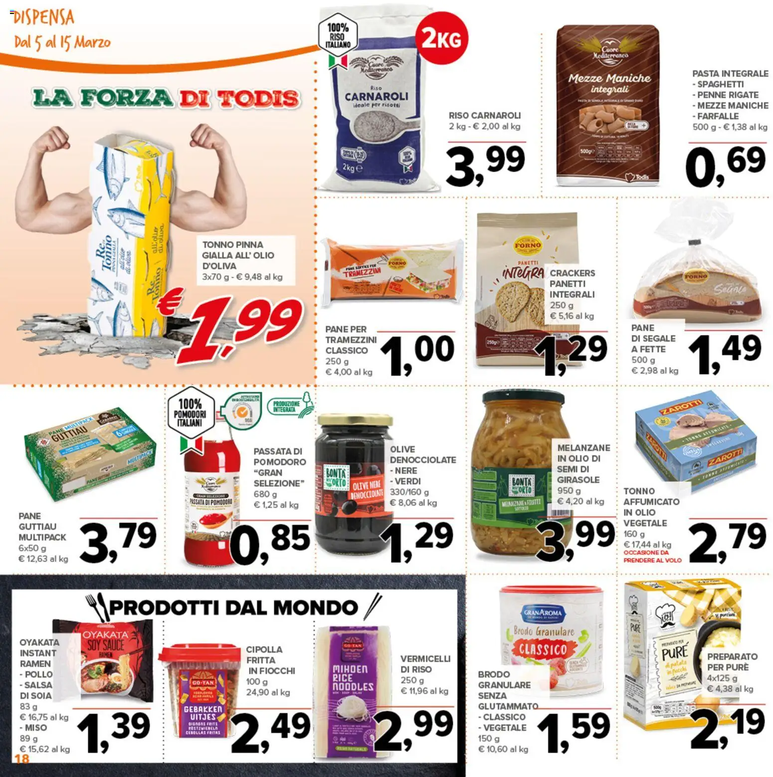 Volantino Todis del 05.03.2026 | Pagina: 18 | Prodotti: Patate, Olio, Pomodori, Crackers