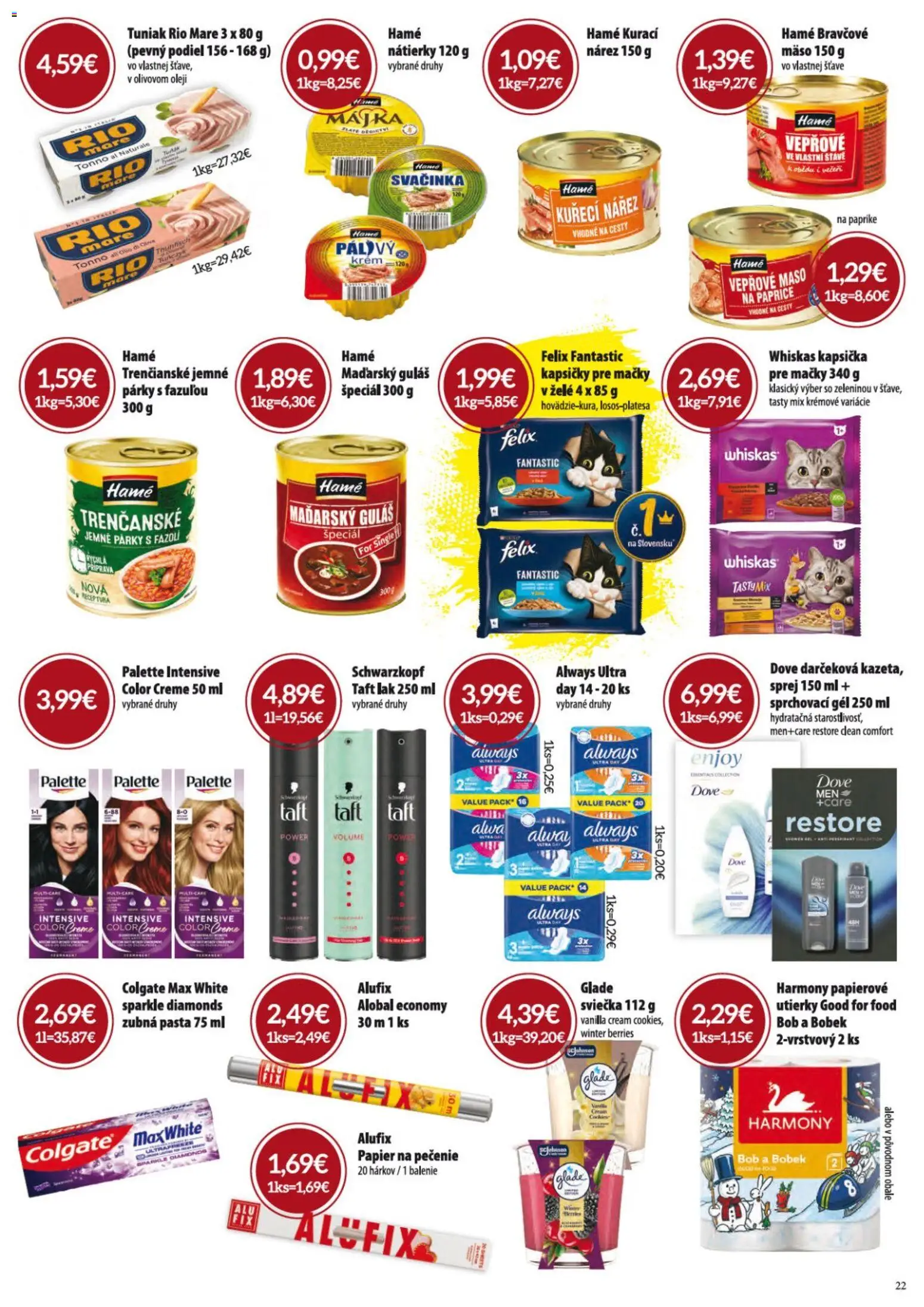 Nové KARMEN CBA akcie – leták je platný od 06.11.2025 | Strana: 22 | Produkty: Rio Mare, Zubná pasta, Whiskas, Párky